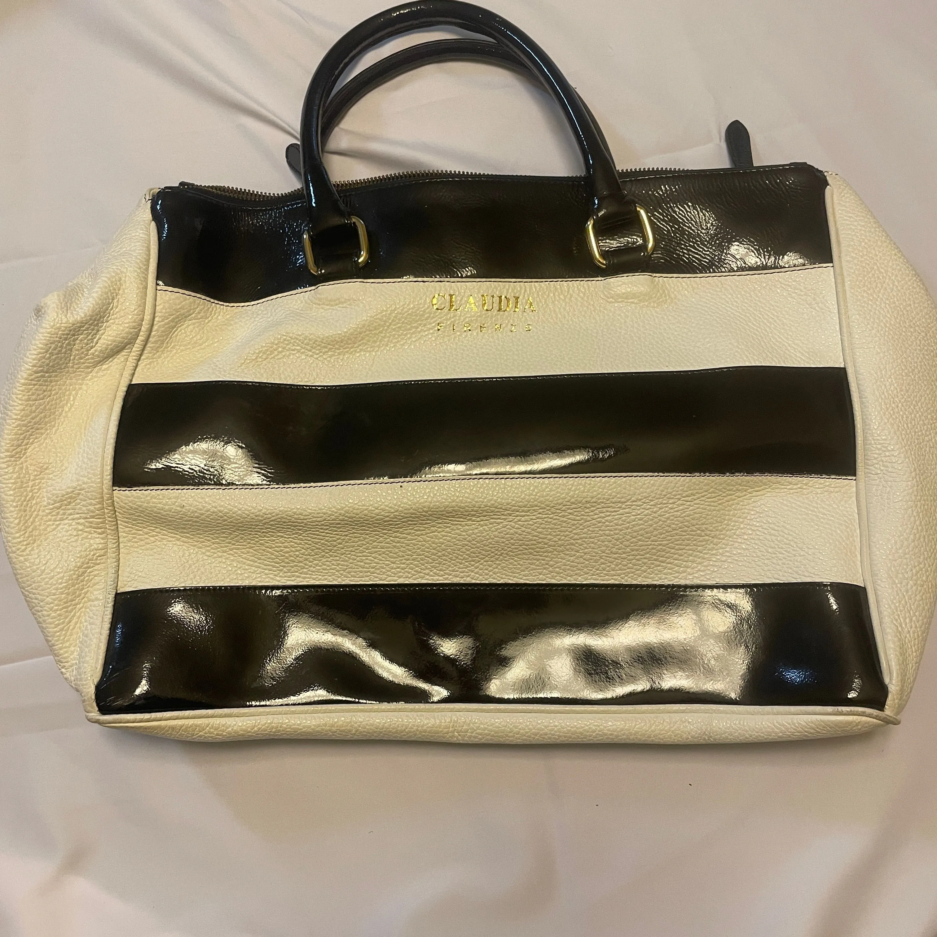 Product image for Claudia Firenze - Blue & White Leather/Patent Leather
