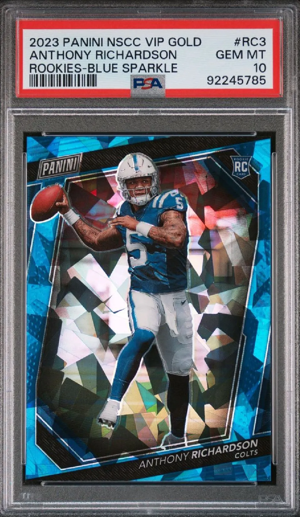 Product image for Anthony Richardson Rookie Blue Sparkle /149 PSA 10 - 2023 Panini Nationals Indianapolis Colts