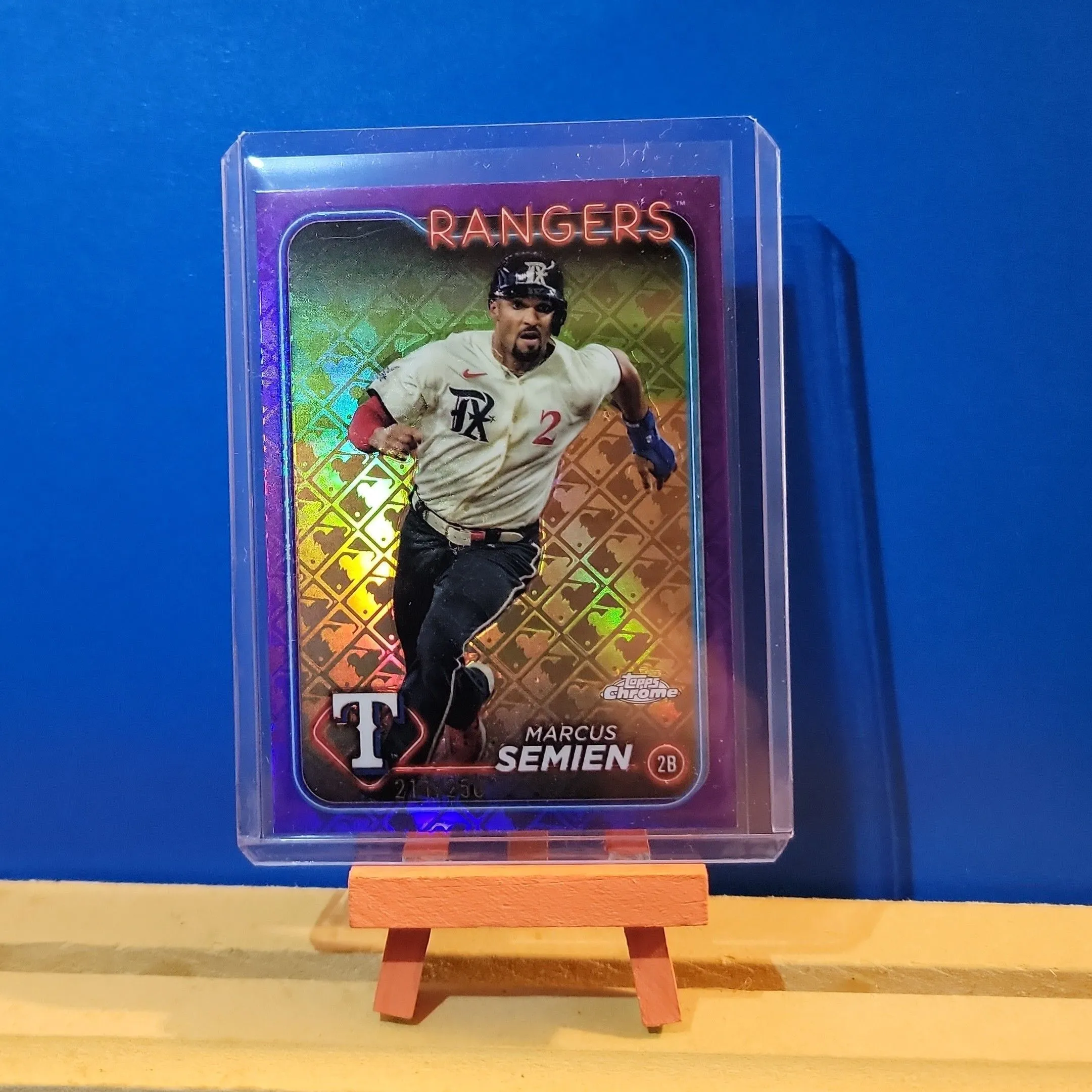 Product image for /250 Marcus Semien Purple Logofractor: 2024 Topps Chrome: Texas Rangers