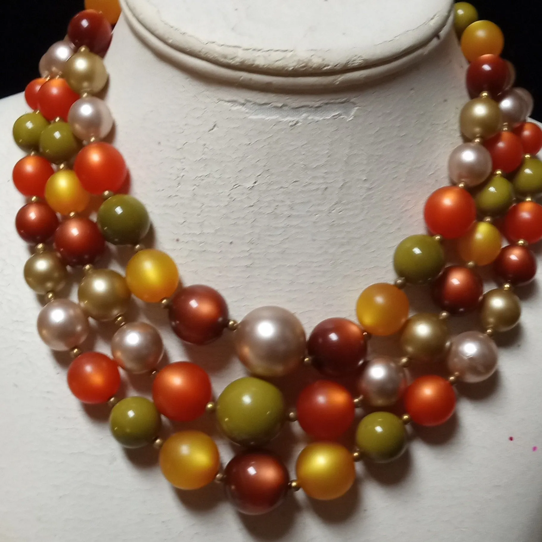 Product image for Multi Colored Triple strand necklace