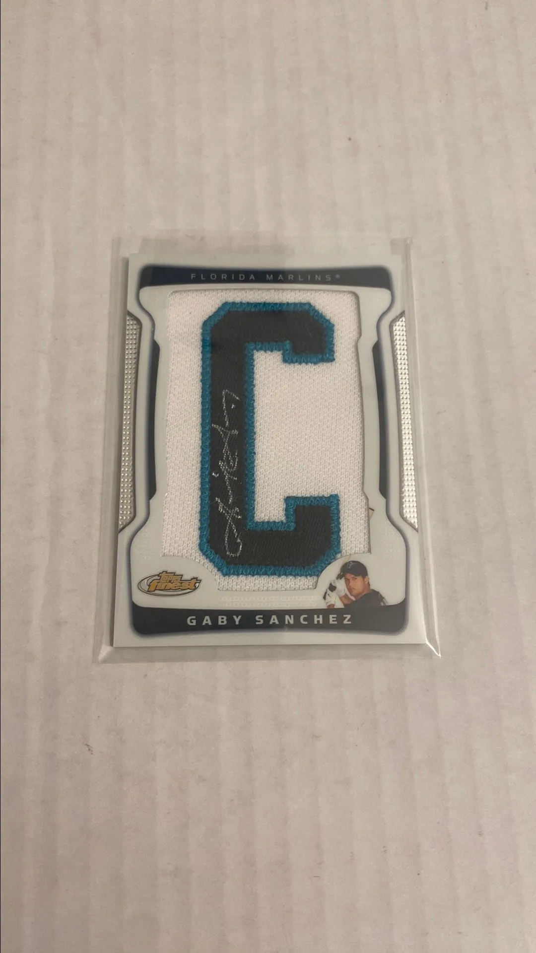 Product image for Gaby Sanchez 2009 Topps Finest Letter “C” Patch On Card Auto #166/170    Marlins