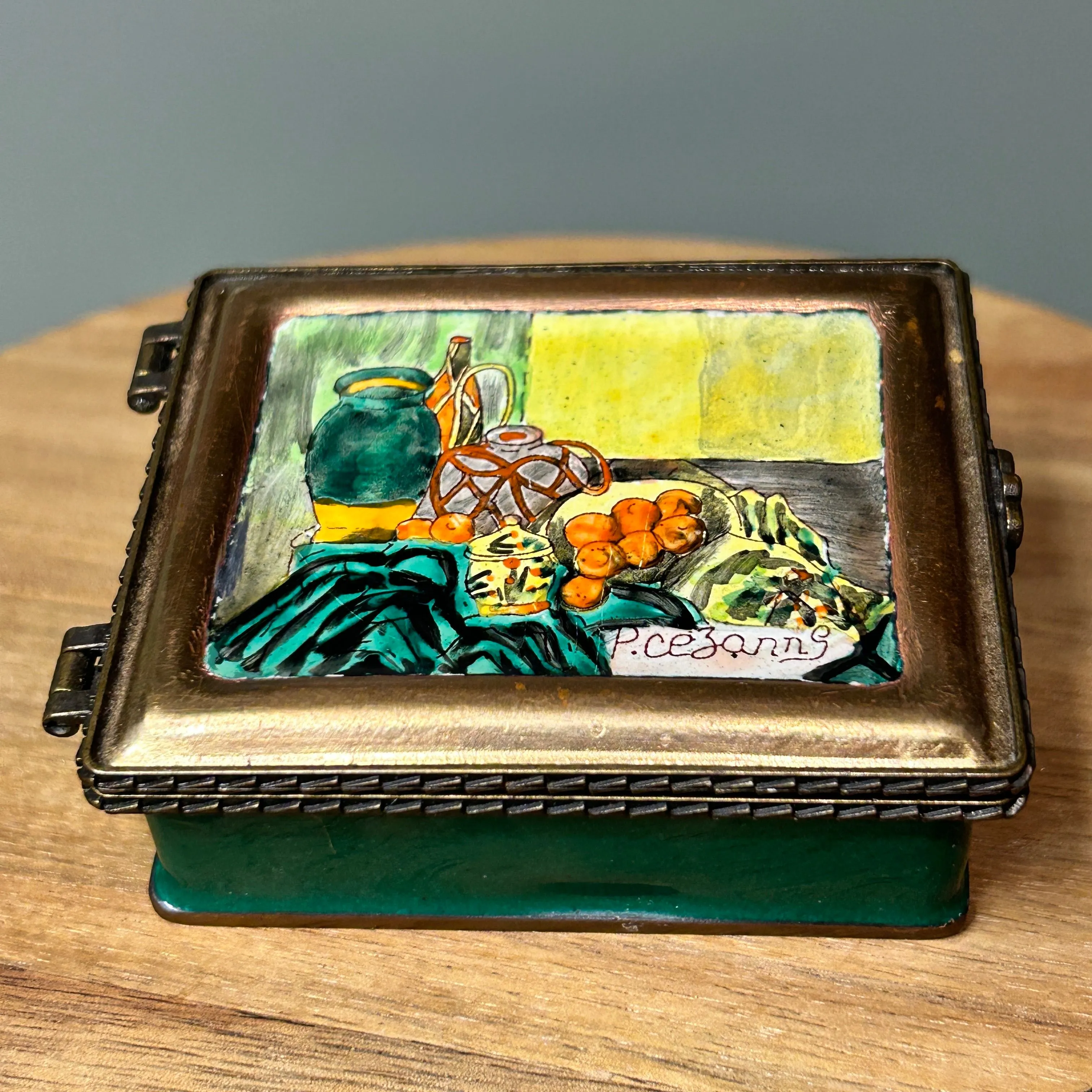Product image for Home Decor: Vintage Kelvin Chen Enameled Still Life Jewelry Box
