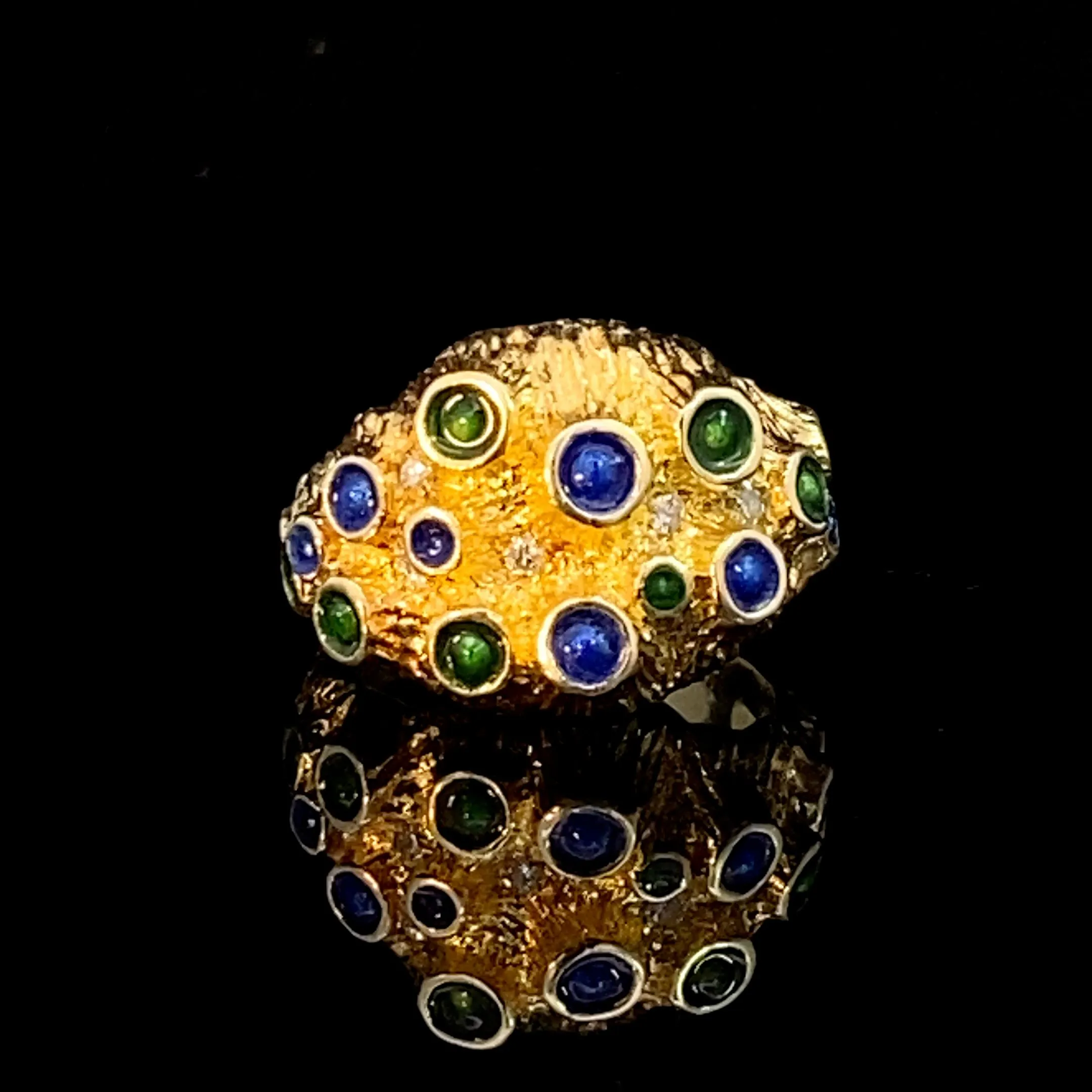 Product image for 14K YG Emerald, Diamond, & Sapphire Chunky Ring EEC