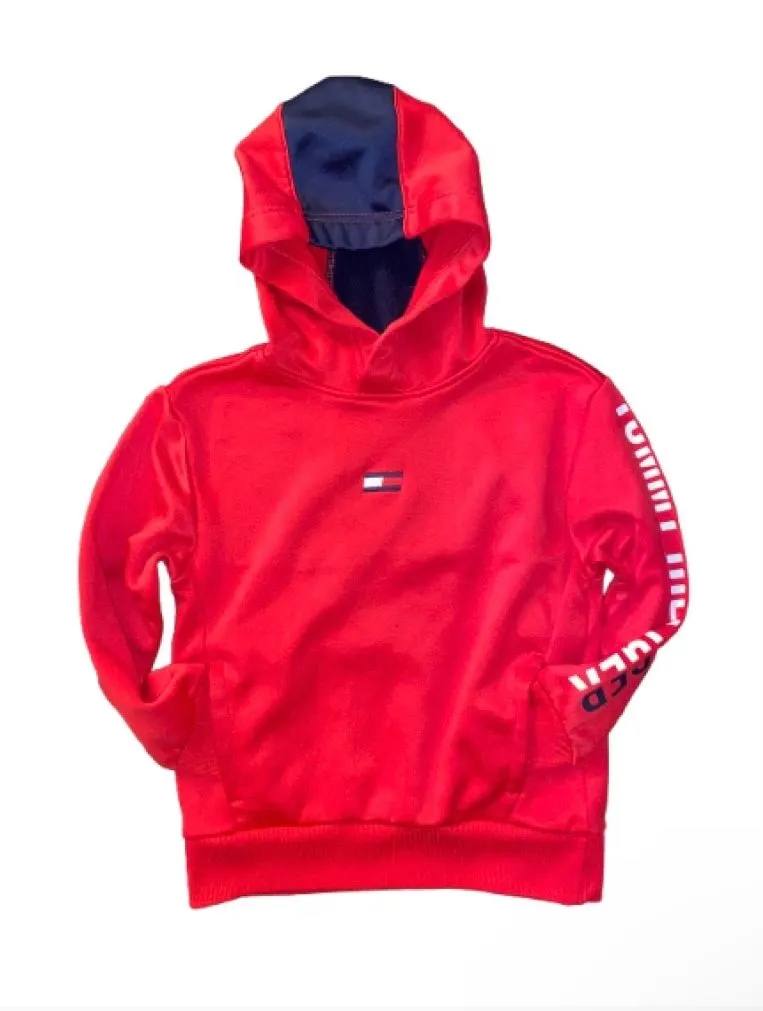 Product image for Tommy Hilfiger Boys Red Hoodie With Logo Size 5