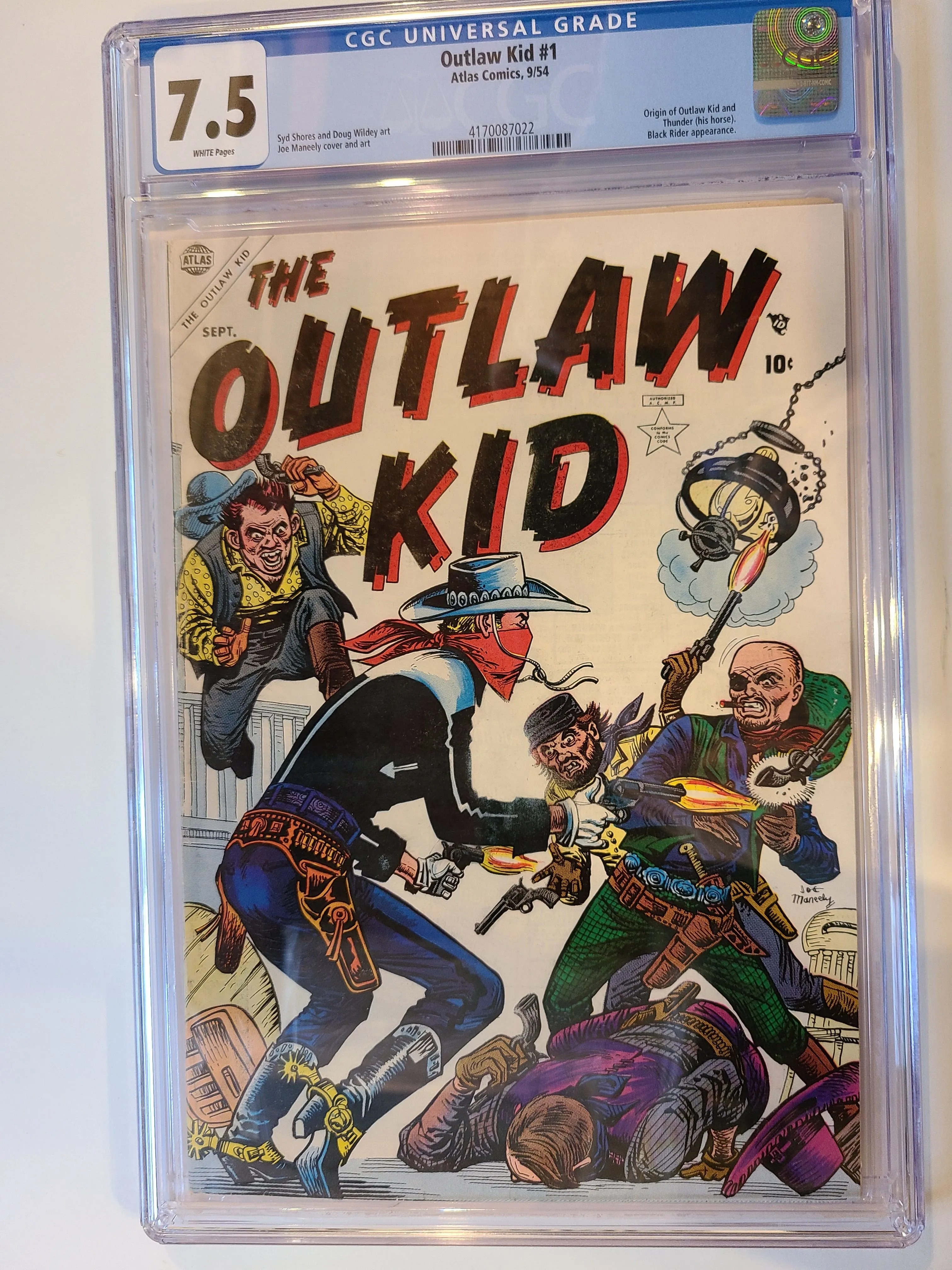 Product image for THE OUTLAW KID # 1 ATLAS MARVEL 1954 CGC 7.5 3rd HIGHEST GRADED
