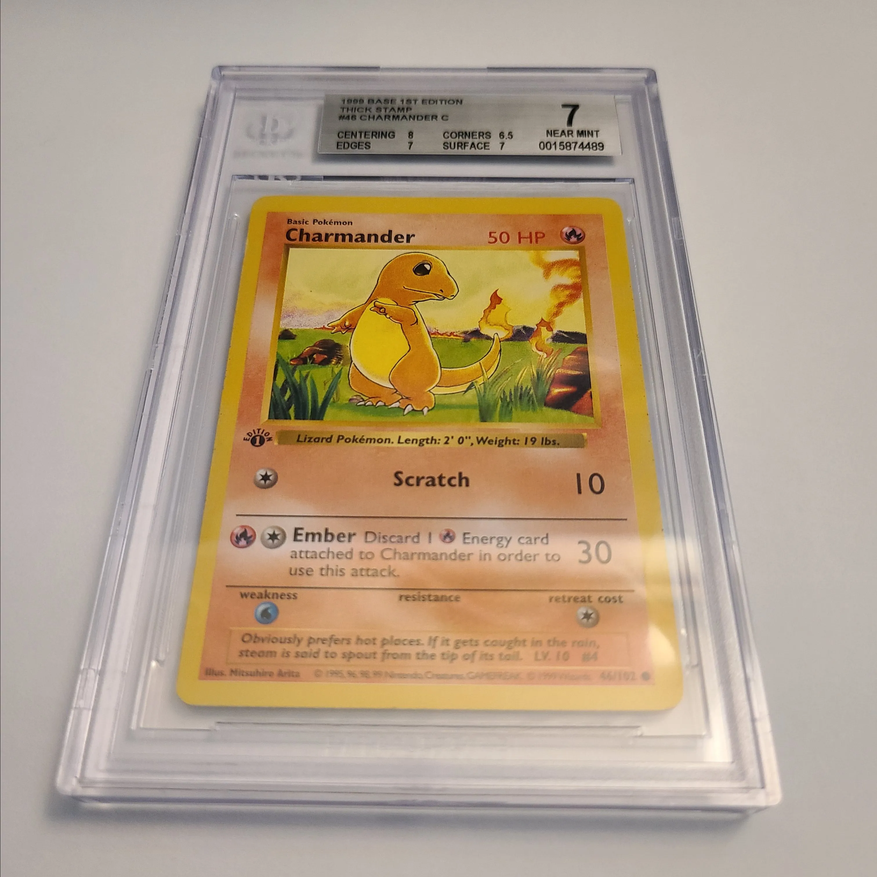 10) 1st Edition Base Set Charmander Shadowless #46 BGS 7 Near Mint   Whatnot: Shop, Sell, Connect