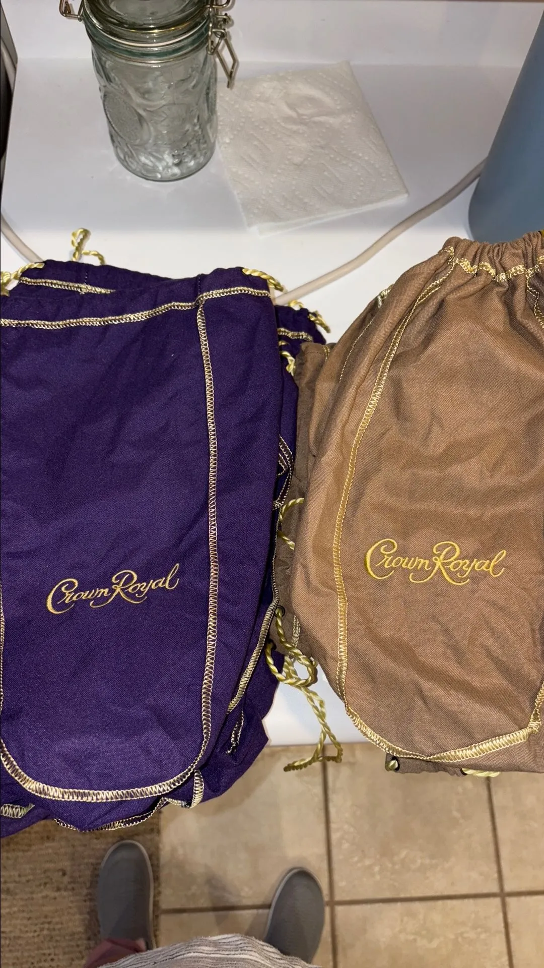 Product image for Crown Royal Bags- Tan or Purple, set of 5