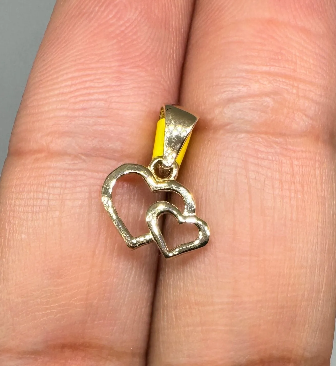 Product image for 14kt Yellow Gold Double Heart Women Girls Small Dainty Charm Pendant