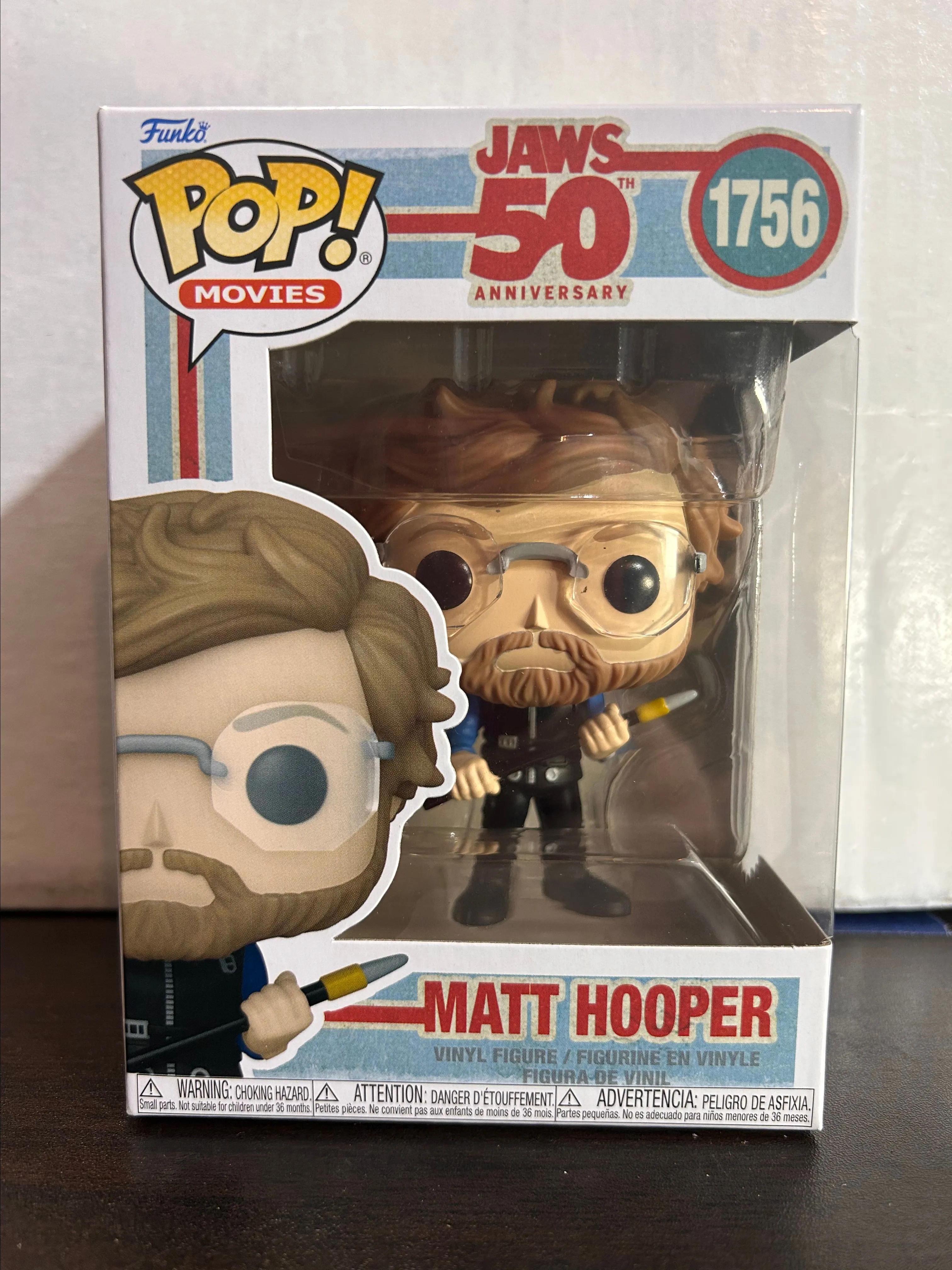 Product image for Matt Hooper Jaws 50th Anniversary Movies Funko Pop 1756 With Protector