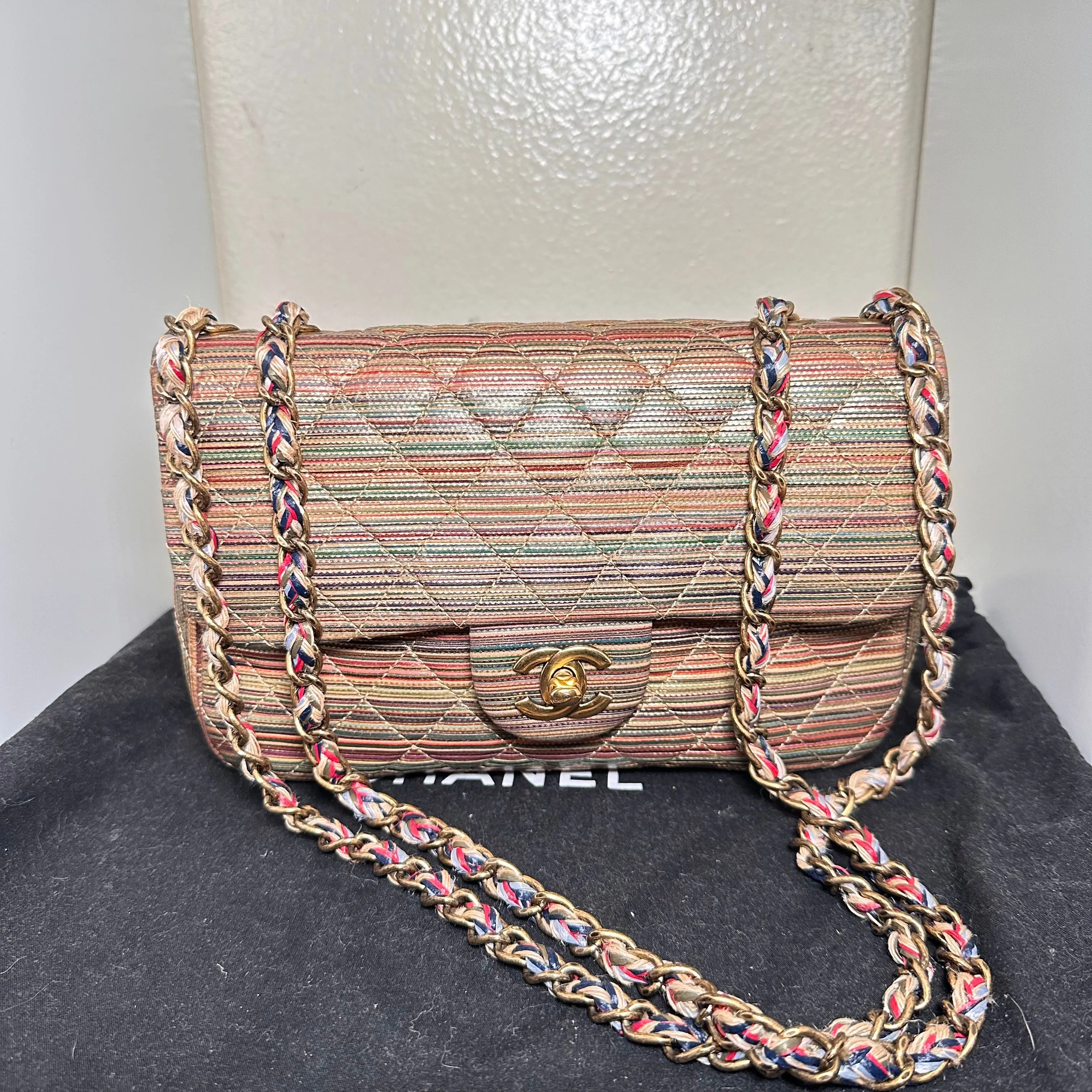 Product image for Chanel Jute Vibrato Rainbow Flap Bag