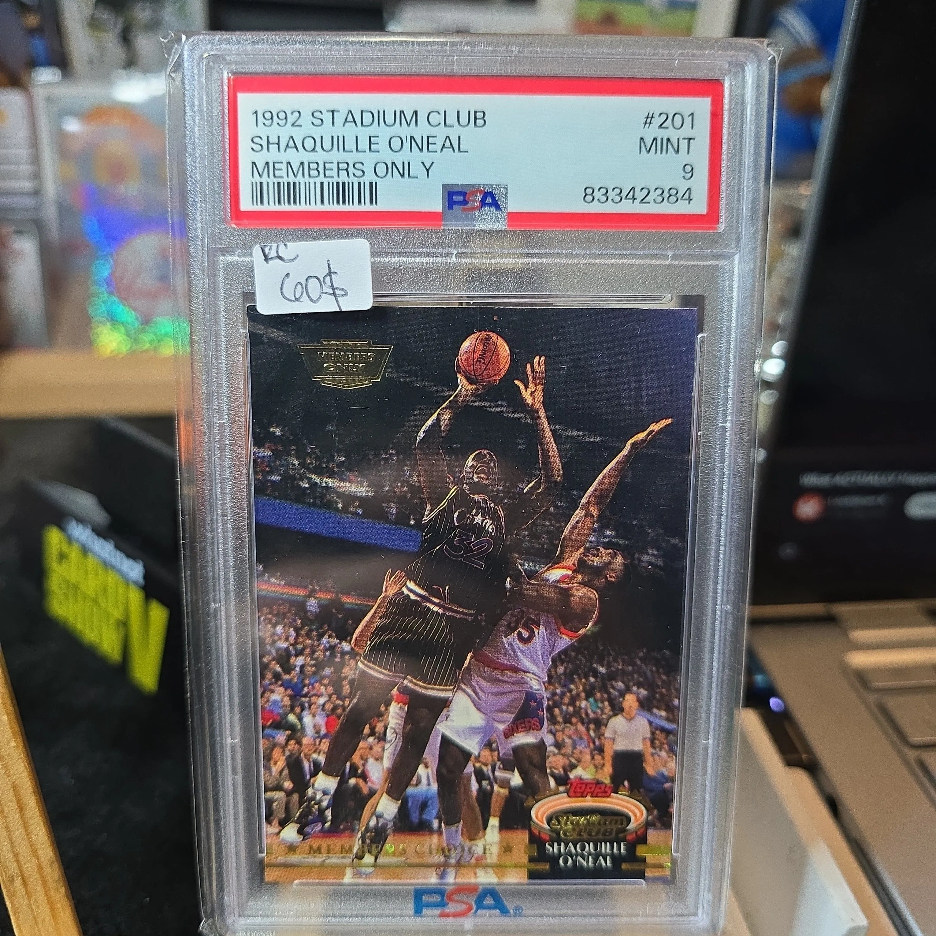 Product image for 1992 Stadium Club Shaquille O'Neal RC 201 Members Only PSA MINT 9
