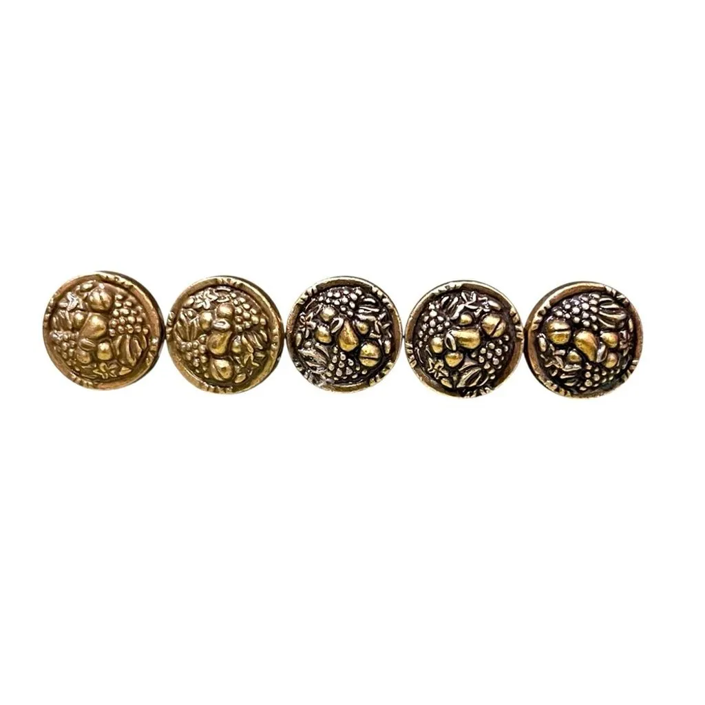 Product image for Vintage Brass Cabinet Knobs Fruit Design Set of 5