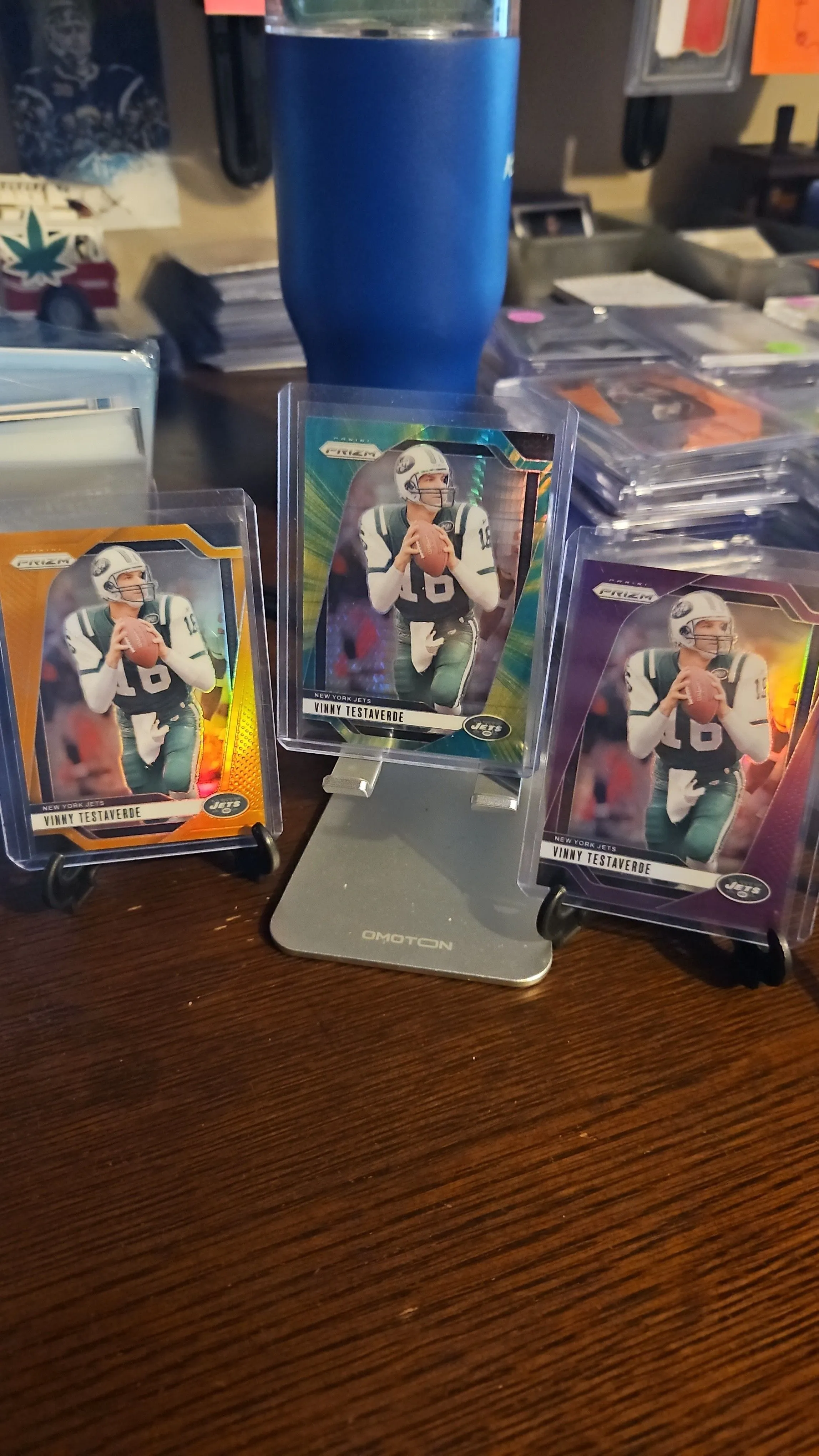Product image for Vinny Testaverde 3 Card #d Lot..2024 Prizm Green 66/180..Purple 58/125...Orange 41/249...Jets