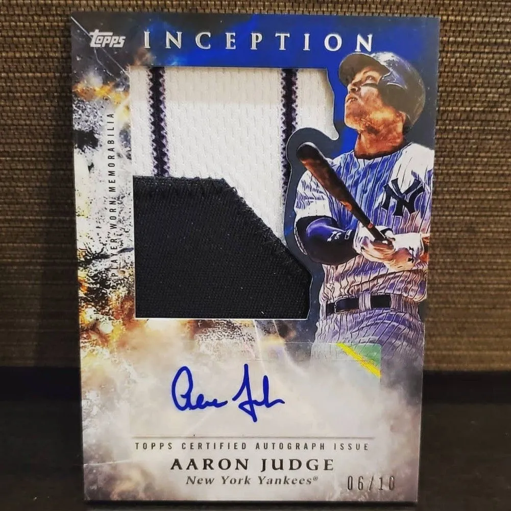 Product image for 2018 Topps inception Aaron Judge jumbo patch auto /10🔥