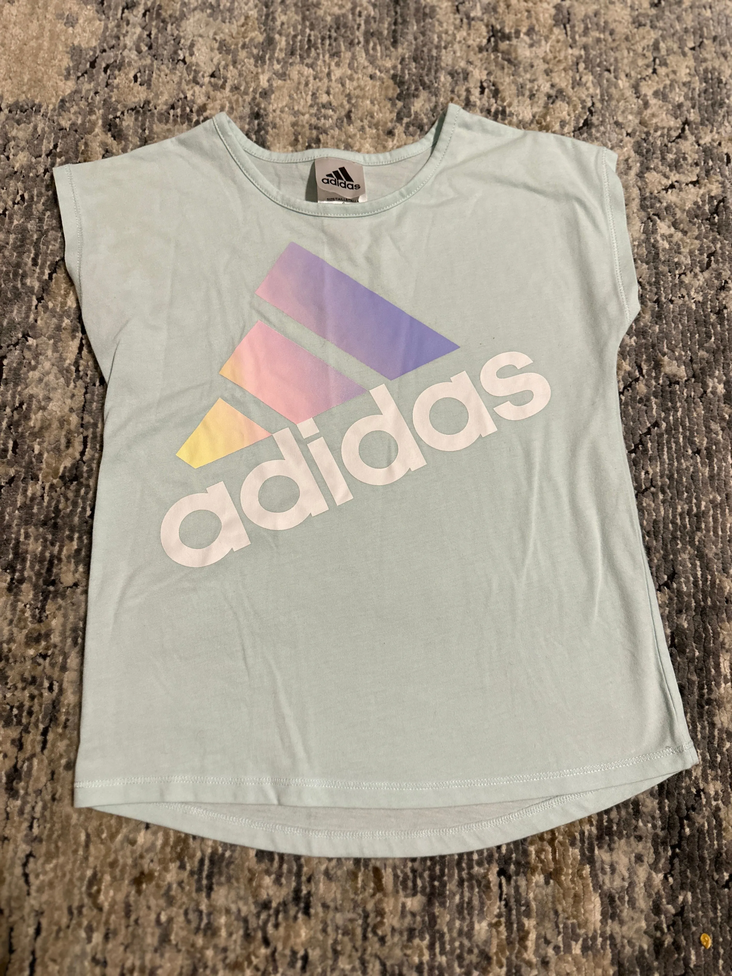 Product image for Box F: 047: size 6 year blue adidas girls shirt top $