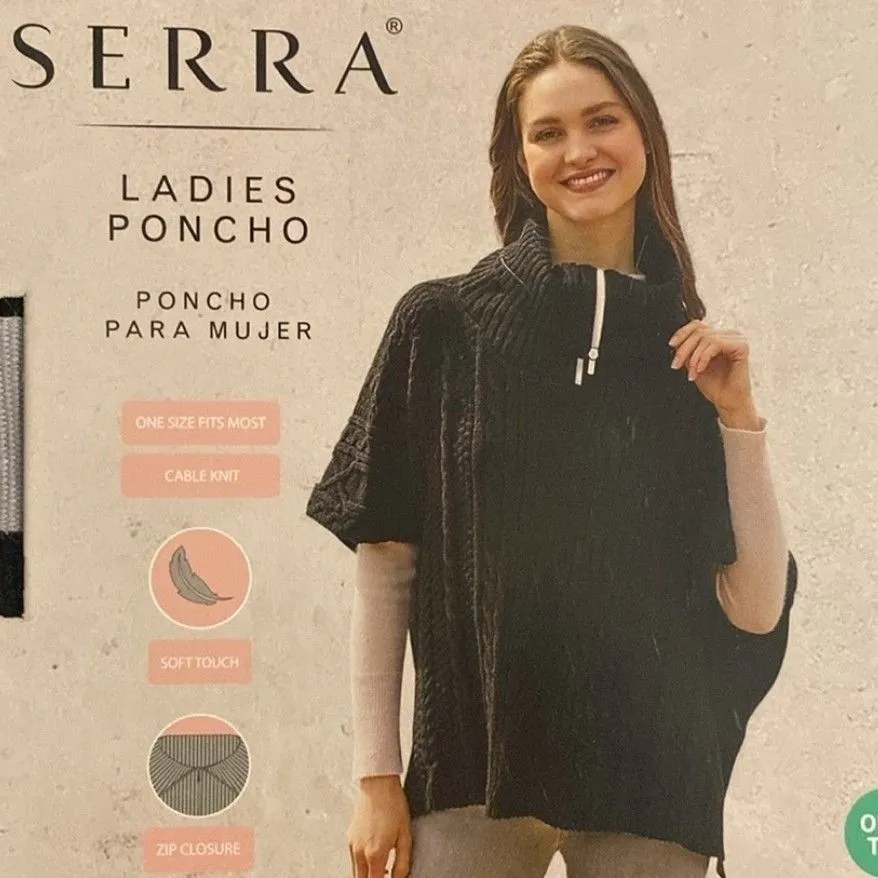 Product image for Serra Black Zippered Poncho