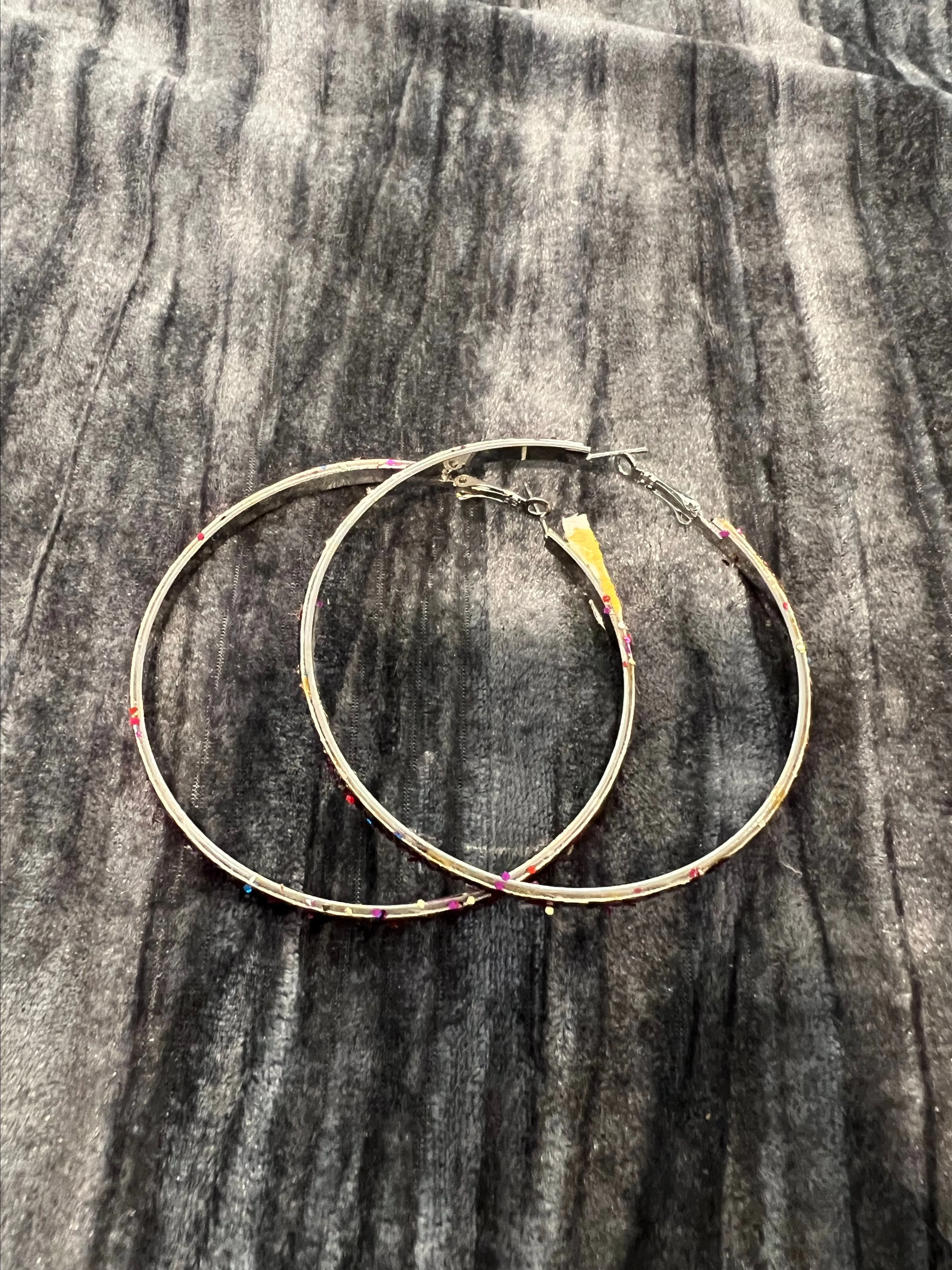 Product image for Elegant Silver Pink Glitter Hoop Earrings