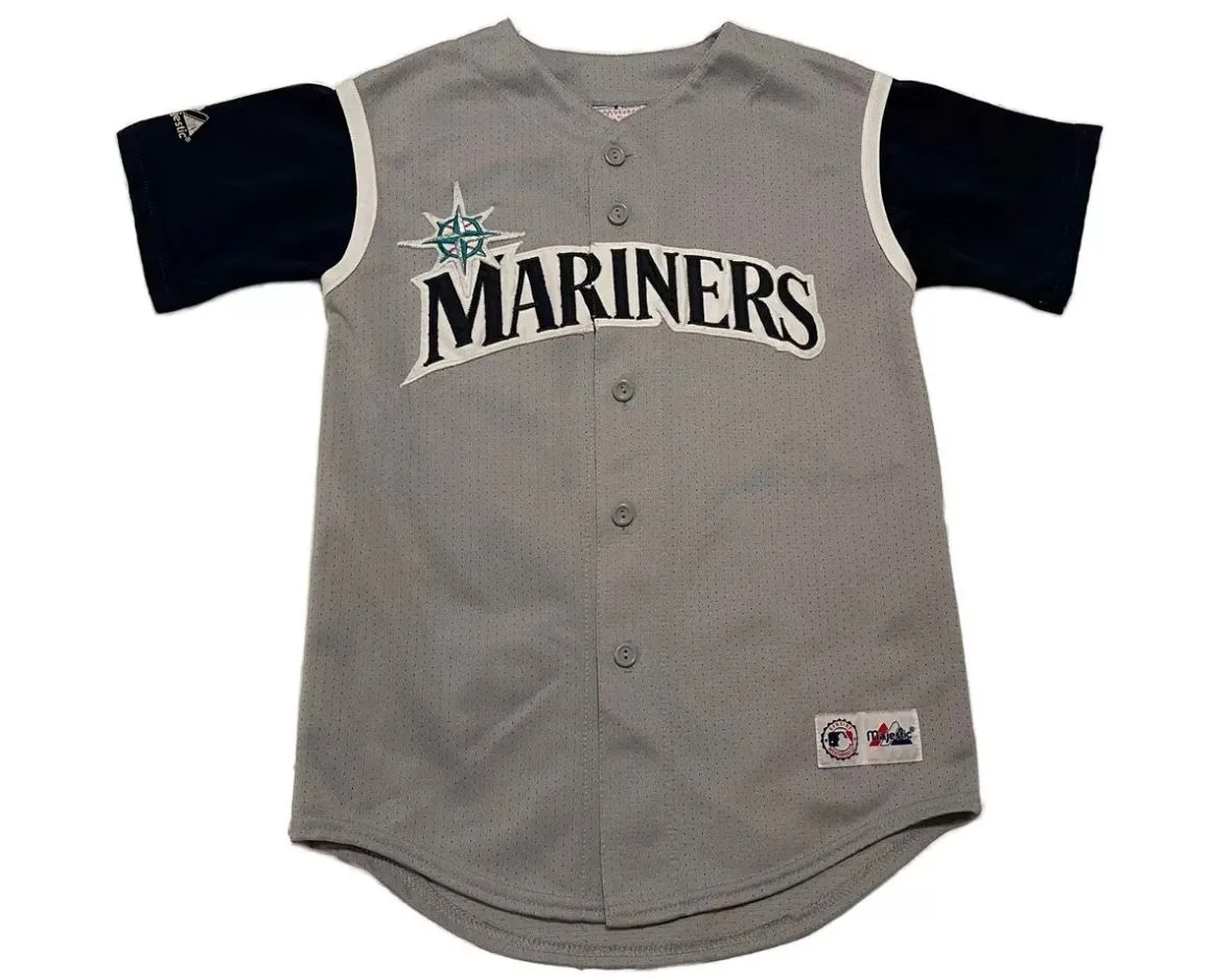 Product image for Rare Vintage MLB Seattle Mariners Baseball Jersey Stitched Youth Medium - 16x24
