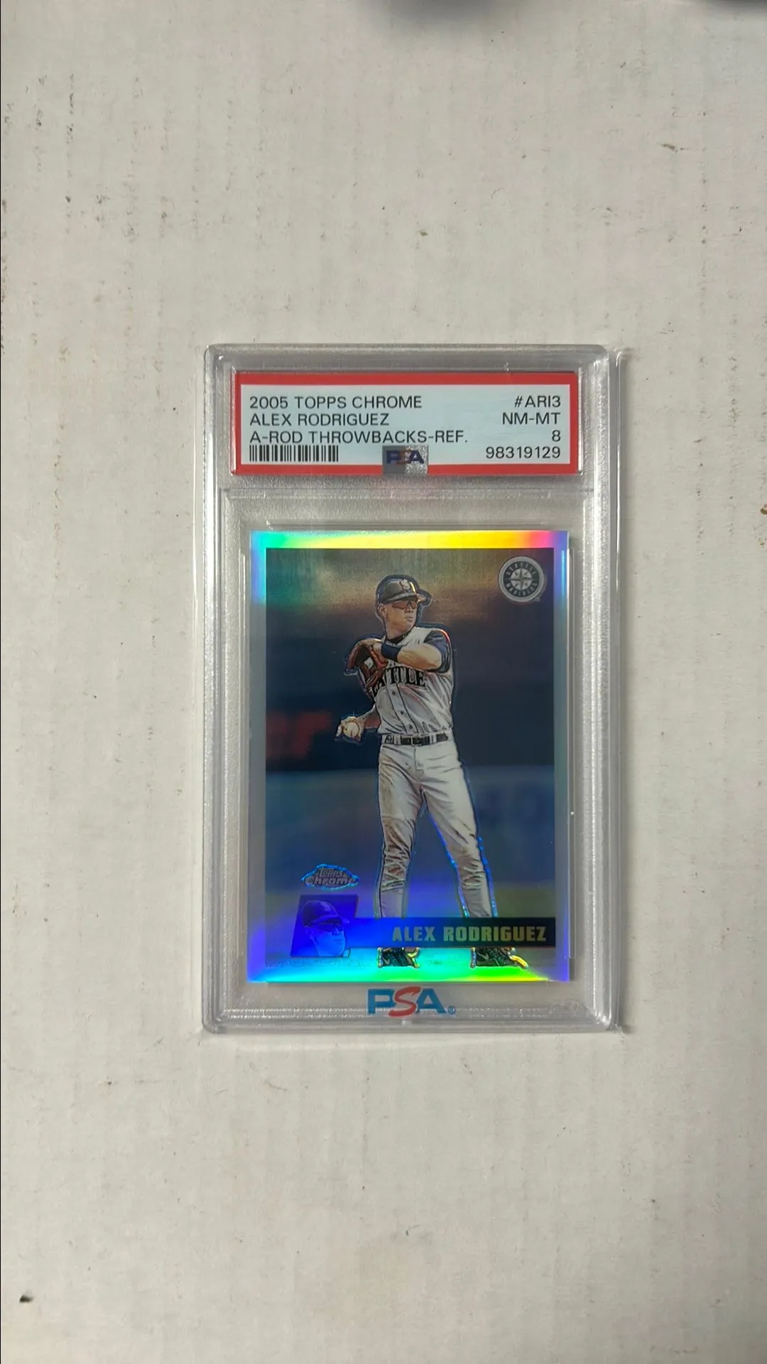 Product image for 2005 Topps Chrome A-Rod Throwbacks Alex Rodriguez ARI3 A-Rod Throwbacks-Ref. PSA NM-MT 8