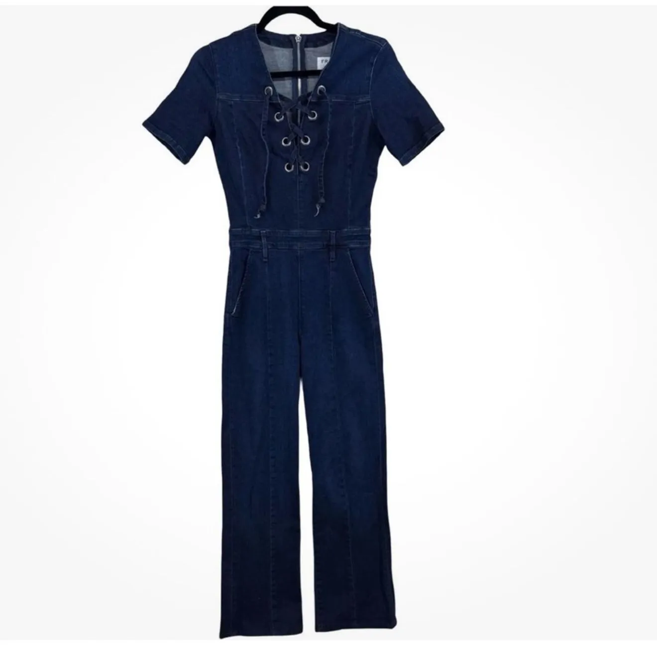 Product image for Frame by Anthropologie  Denim Jumpsuit PTP  17 waist 13 MSRP $300
