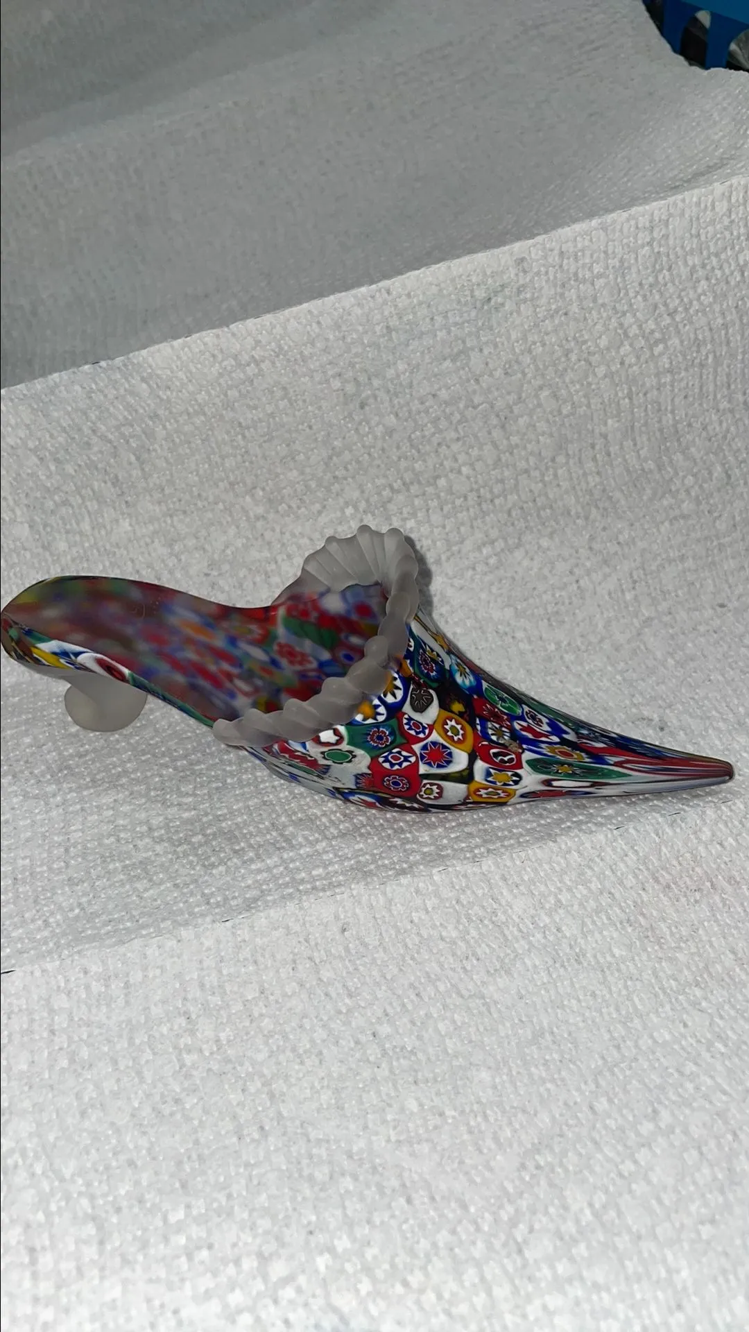Product image for 201. Antique, Italian milliofiori  Glass shoe 6.5" long.