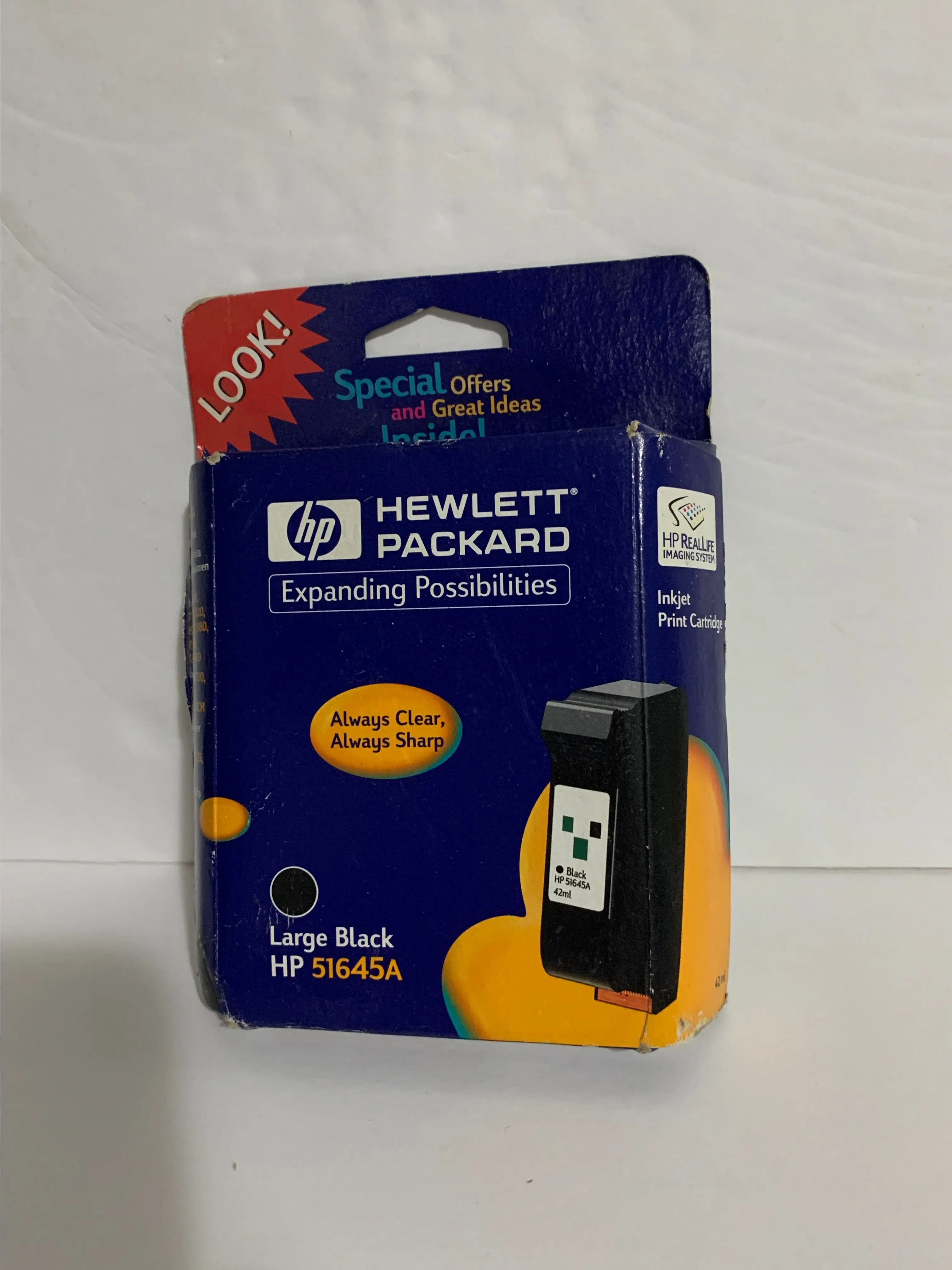 Product image for Hewlett Packard Ink Inkjet Printer Cartridge Large Black HP 45 51645A Ex 12/00