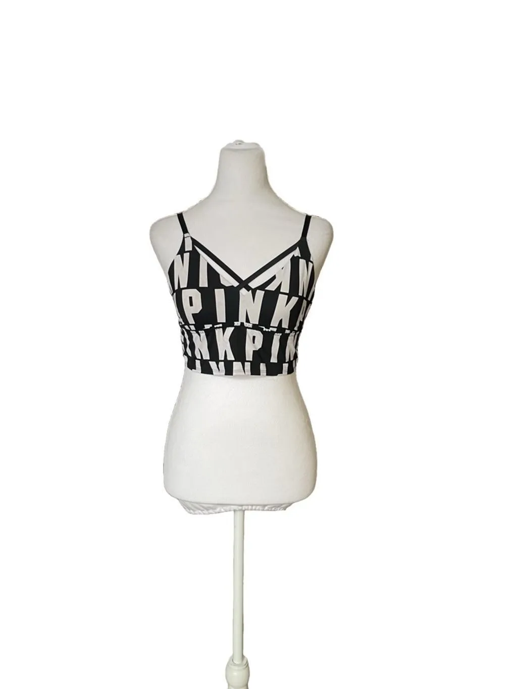 Product image for Women's PINK Crop Top, M, Black & White