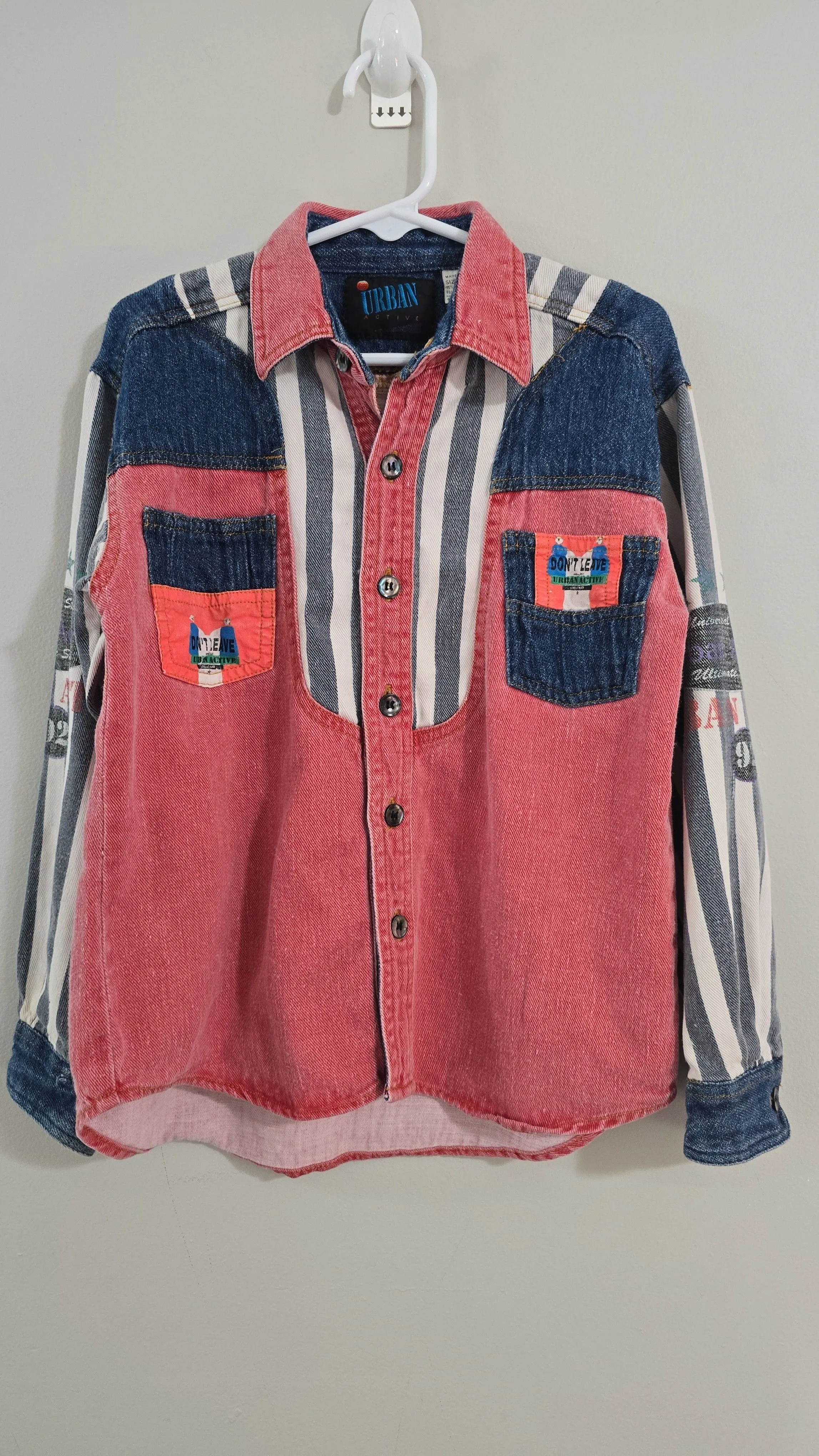 Product image for Vtg 90s Urban Active Color Block Denim Shirt