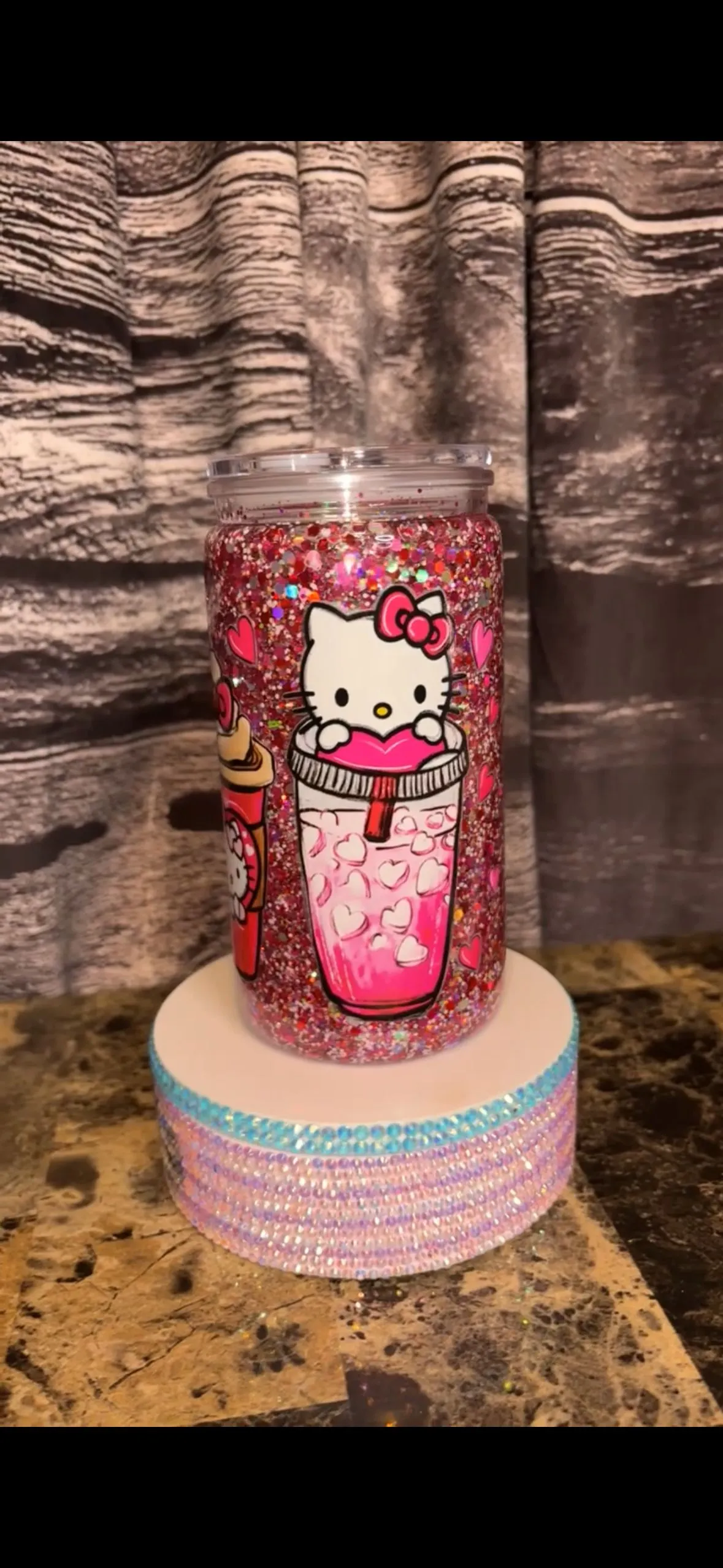 Product image for Glitter Swirl Sipper – 16oz Snow Globe Tumbler
