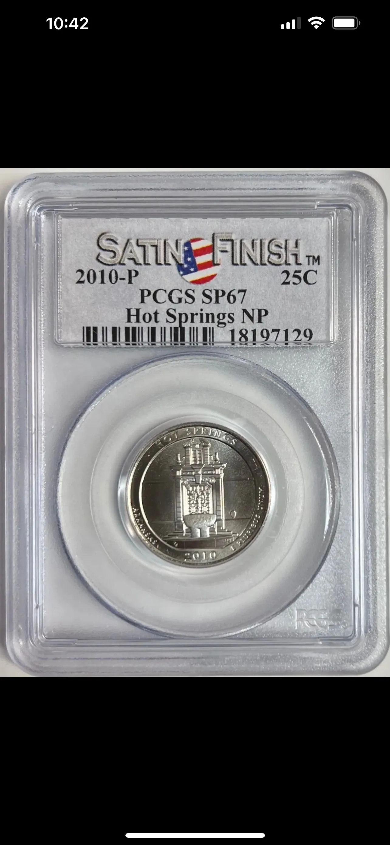 Product image for 2010-P Hot Springs 25C PCGS SP67 Satin Finish
