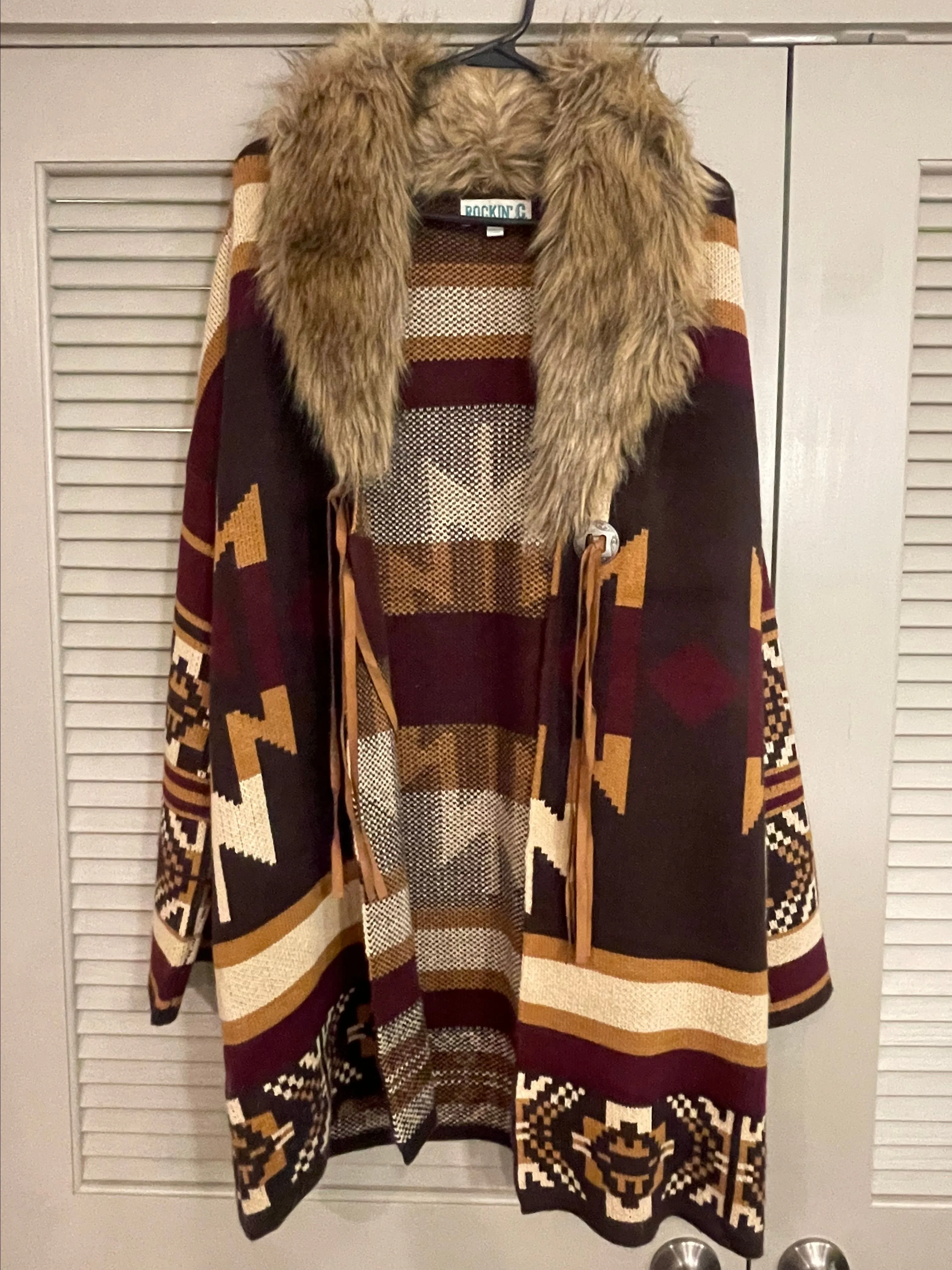Product image for NWOT Western Cardigan With Faux Fur