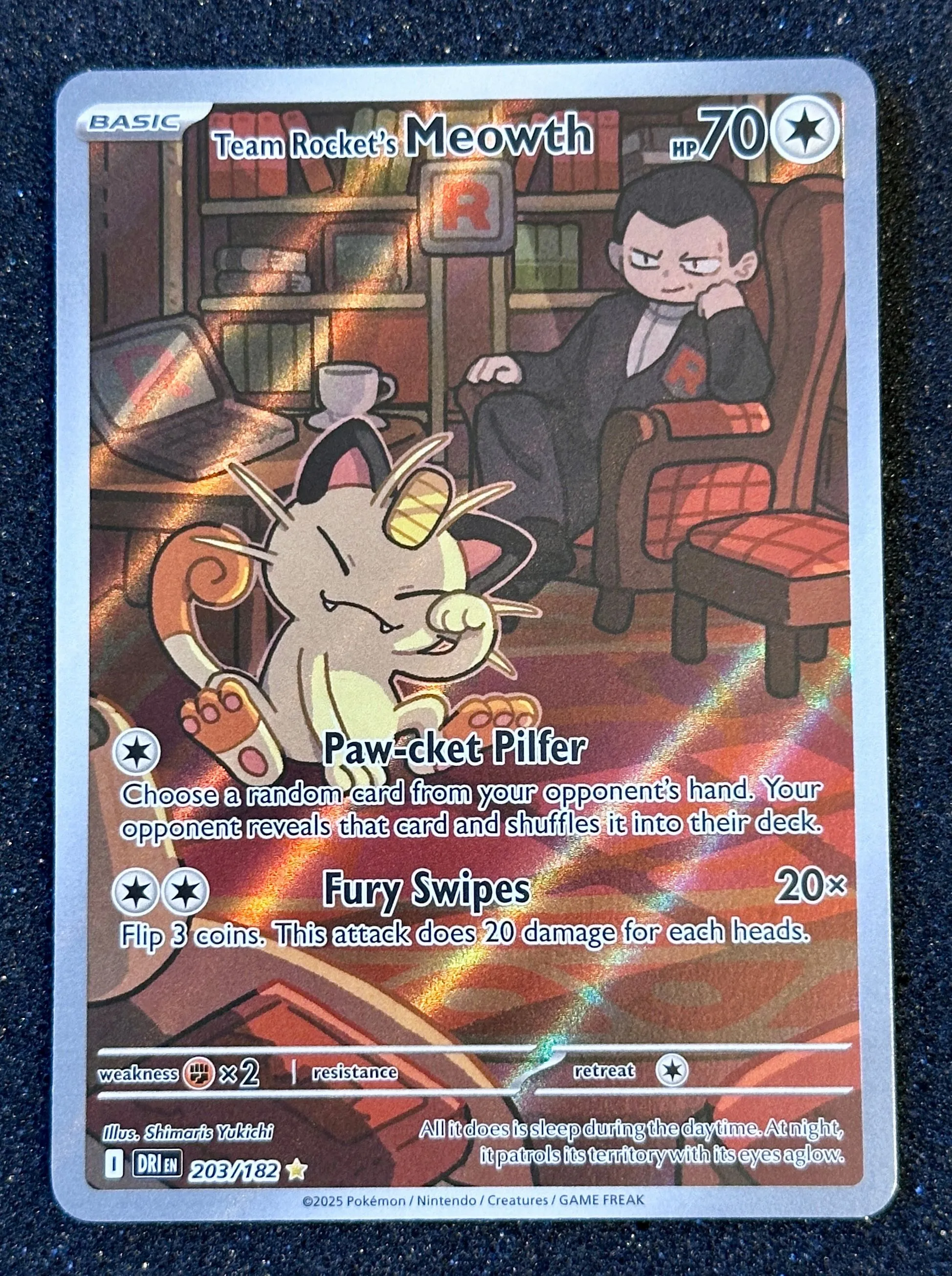 rare meowth pokemon card Team Rocket's Meowth Pokemon Destined Rivals Illustration Rare #203 PSA 9 main image 1
