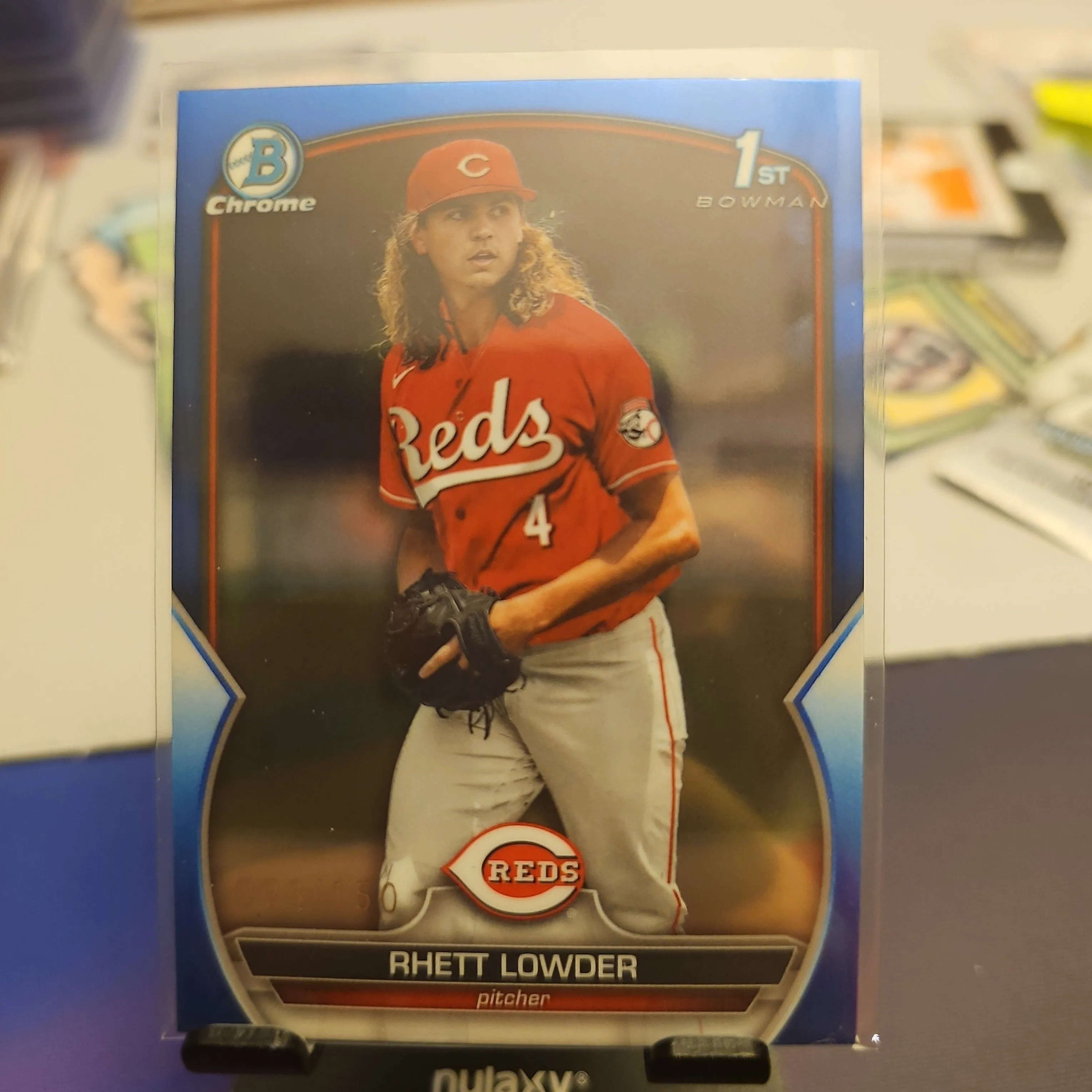 Product image for Rhett Lowder - /150 1st Blue Refractor 2023 Bowman Chrome - Reds 