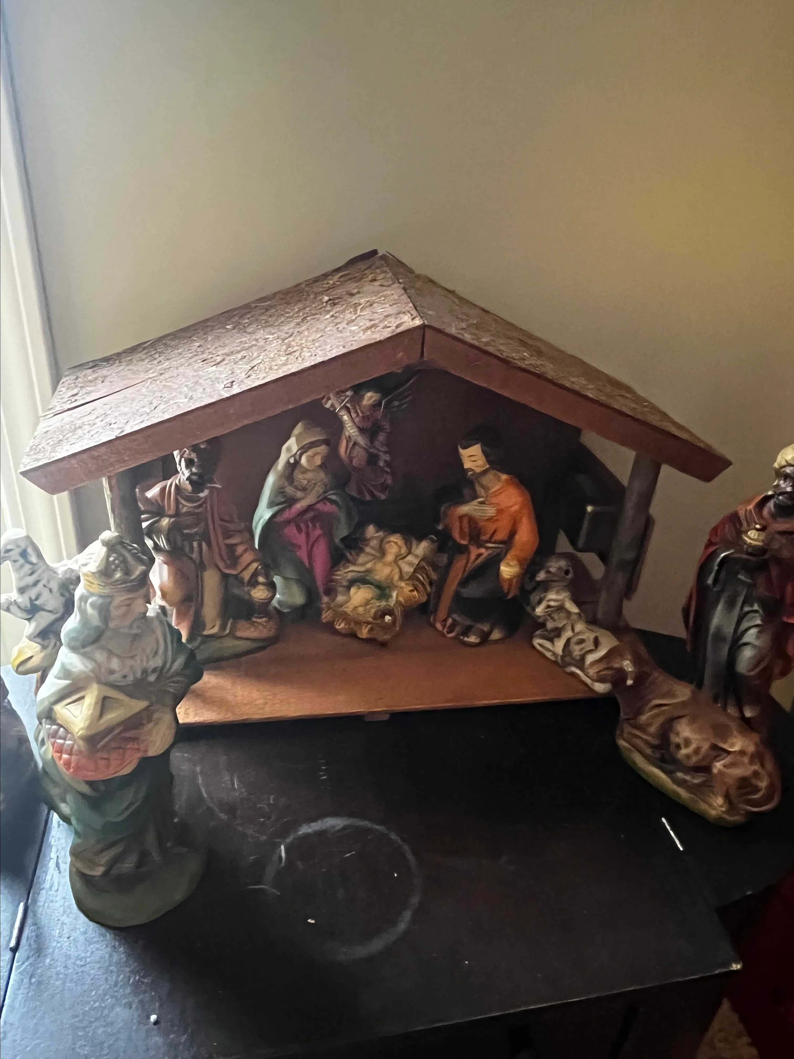 Product image for Nativity scene musical handpainted colorful large music box beautiful design you are wooden scene