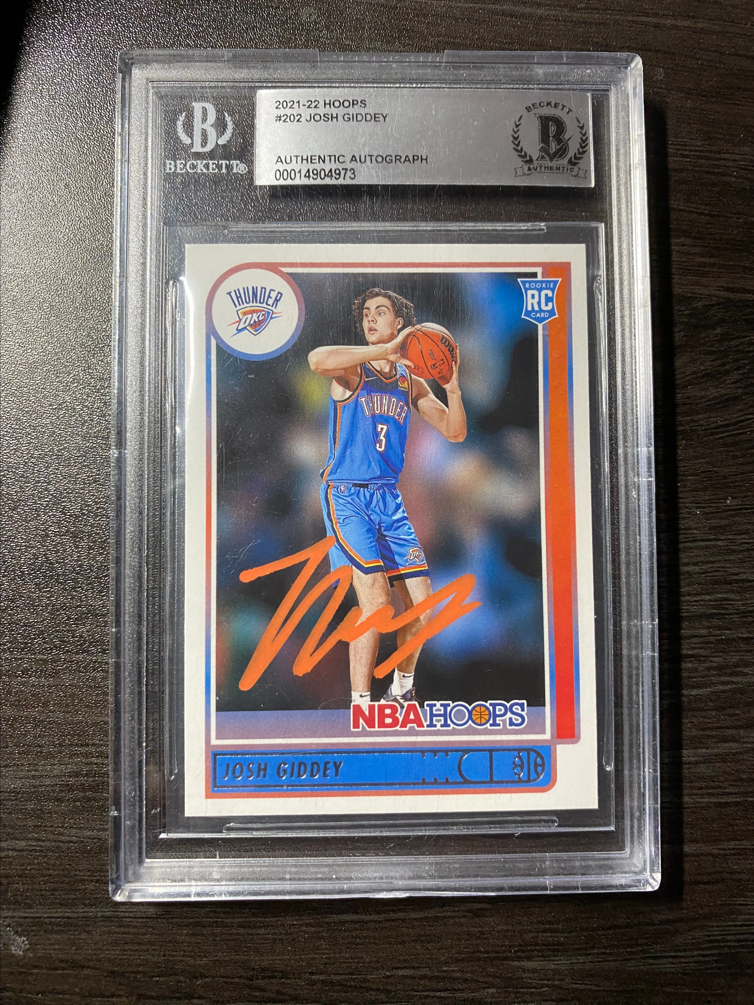 Product image for Thunder Josh Giddey Signed 2021-22 Hoops Rc Card # 202 Beckett Authentic