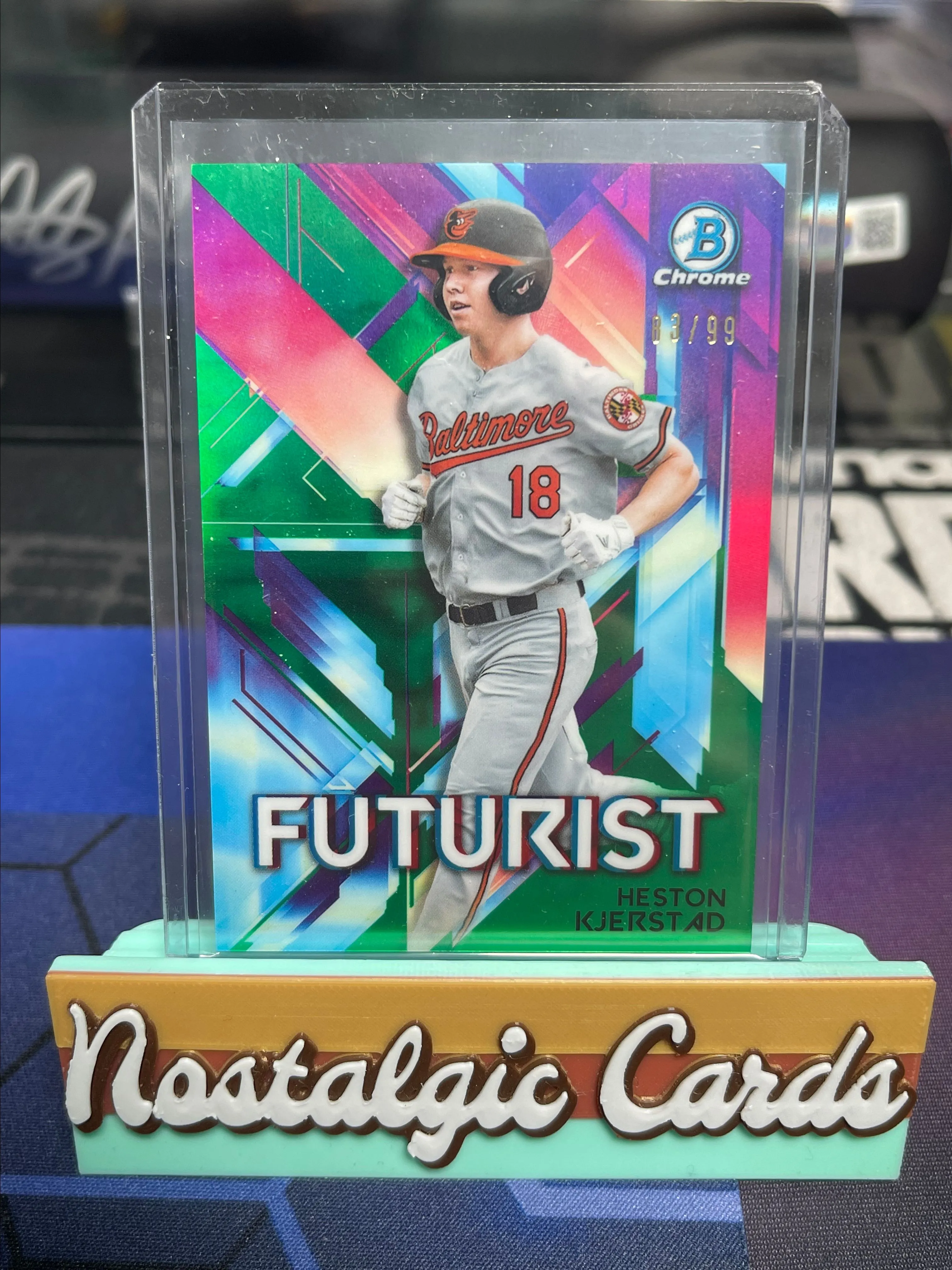 Product image for Heston Kjerstad 2021 Bowman Chrome <83/99 Futurist Green Refractor> BAL Orioles