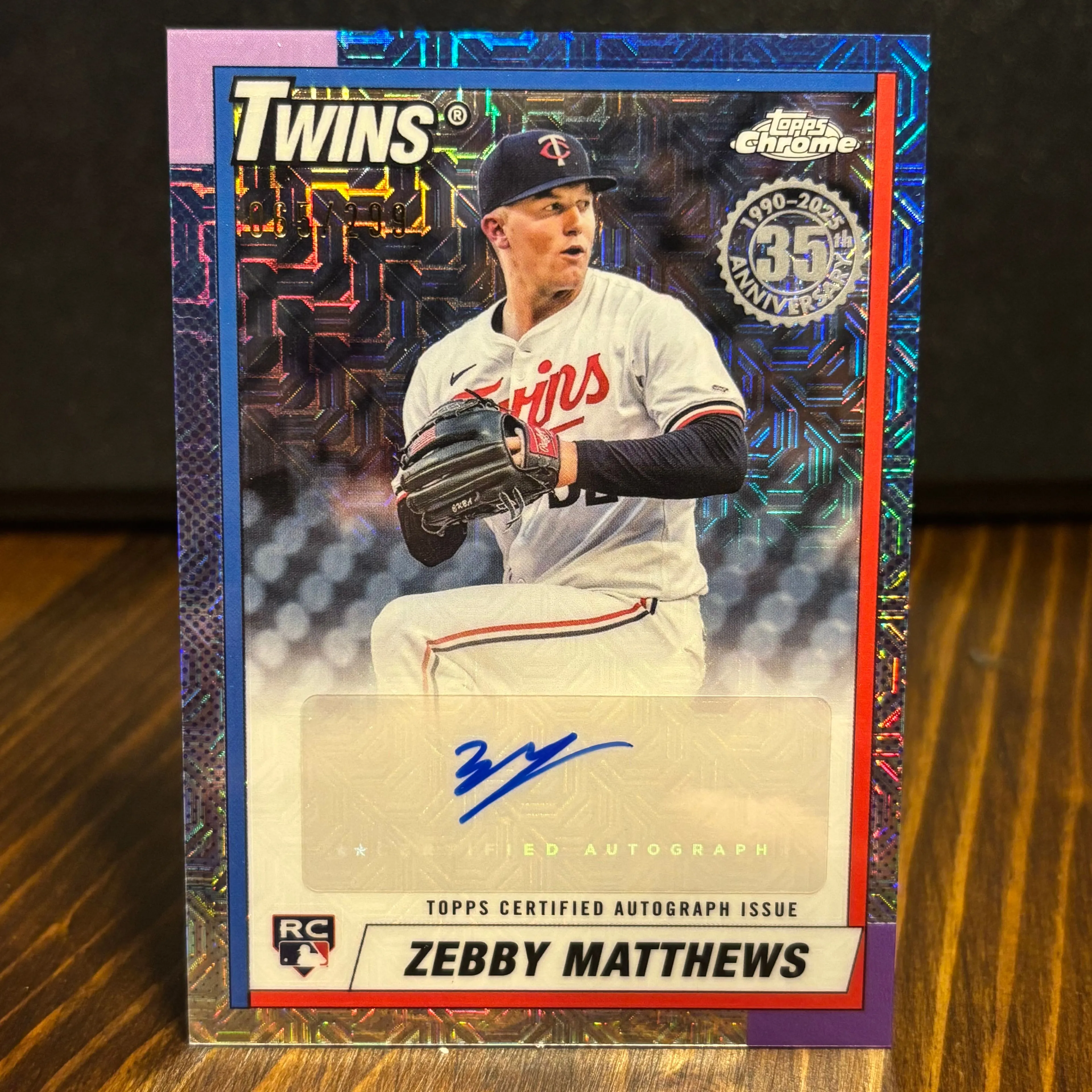Product image for 2025 Topps Series 1 #90CA-ZM Zebby Matthews RC Auto /299 Silver Pack Mojo Twins