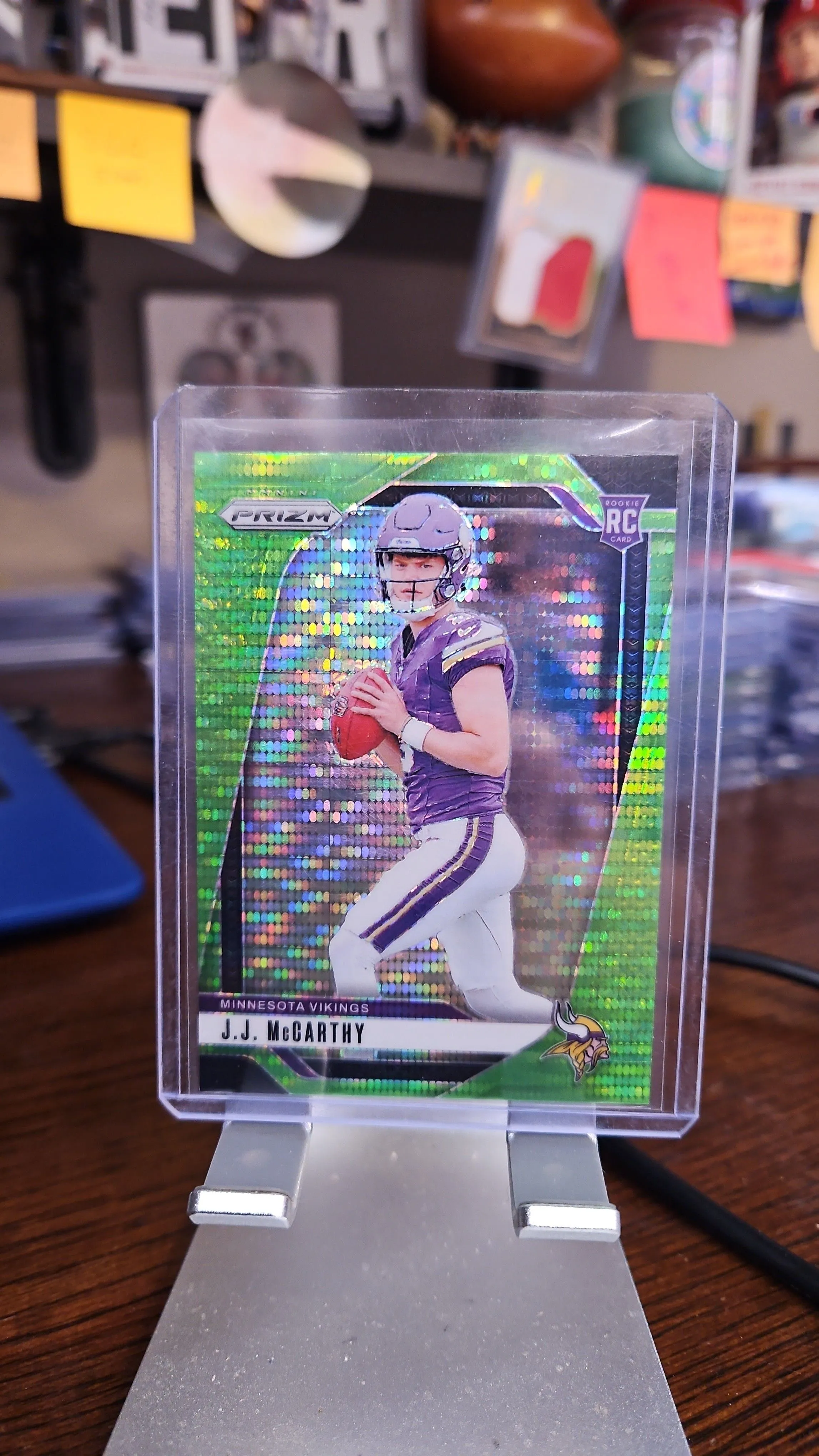 Product image for JJ McCarthy Rookie..2024 Prizm Green Pulsar....SUPER SICK..Vikings...