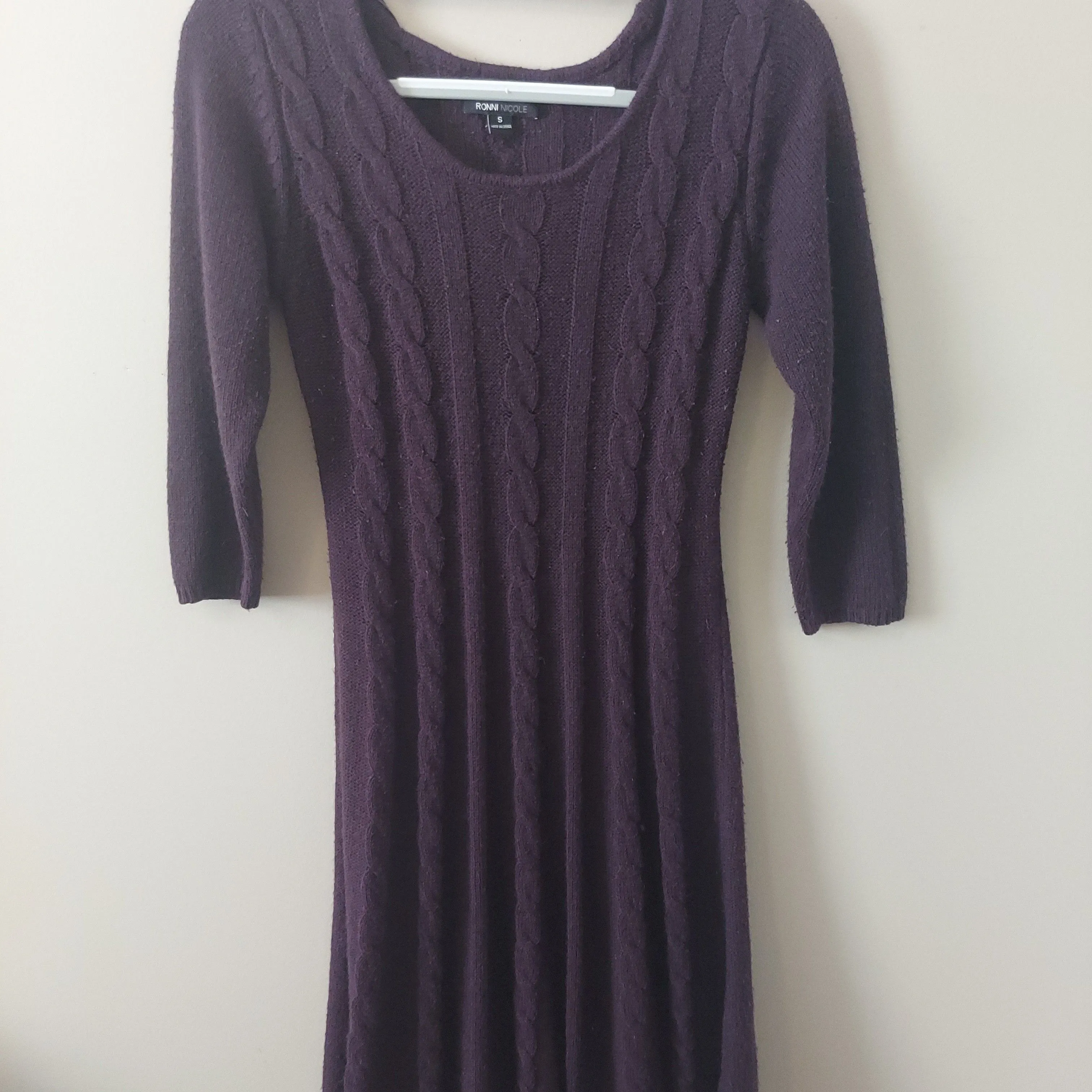 Product image for Size Small Purple/Wine sweater dress 3/4 sleeves