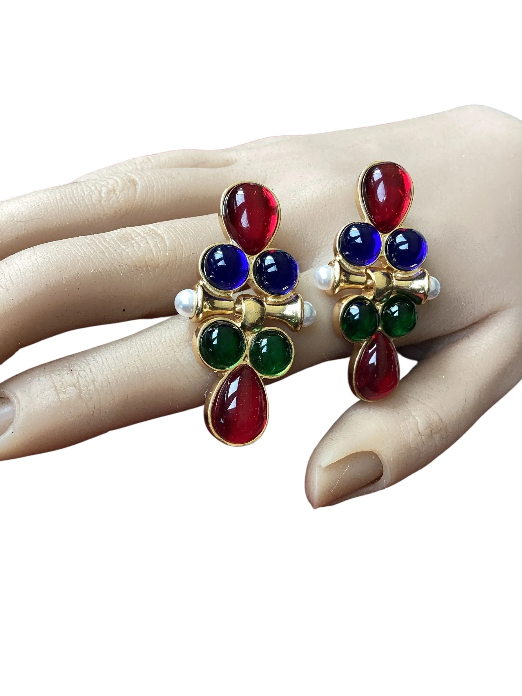 Product image for Gripoix-Style Glass Colorful Earrings