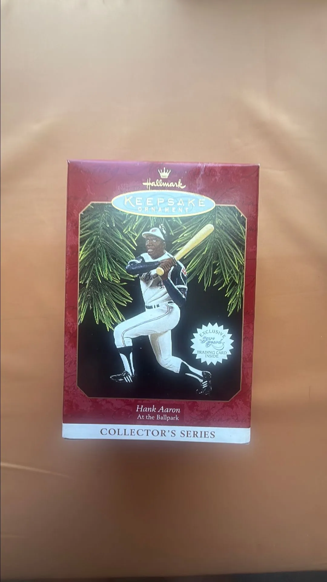Product image for Hank Aaron at the ballpark new inbox card and ornament