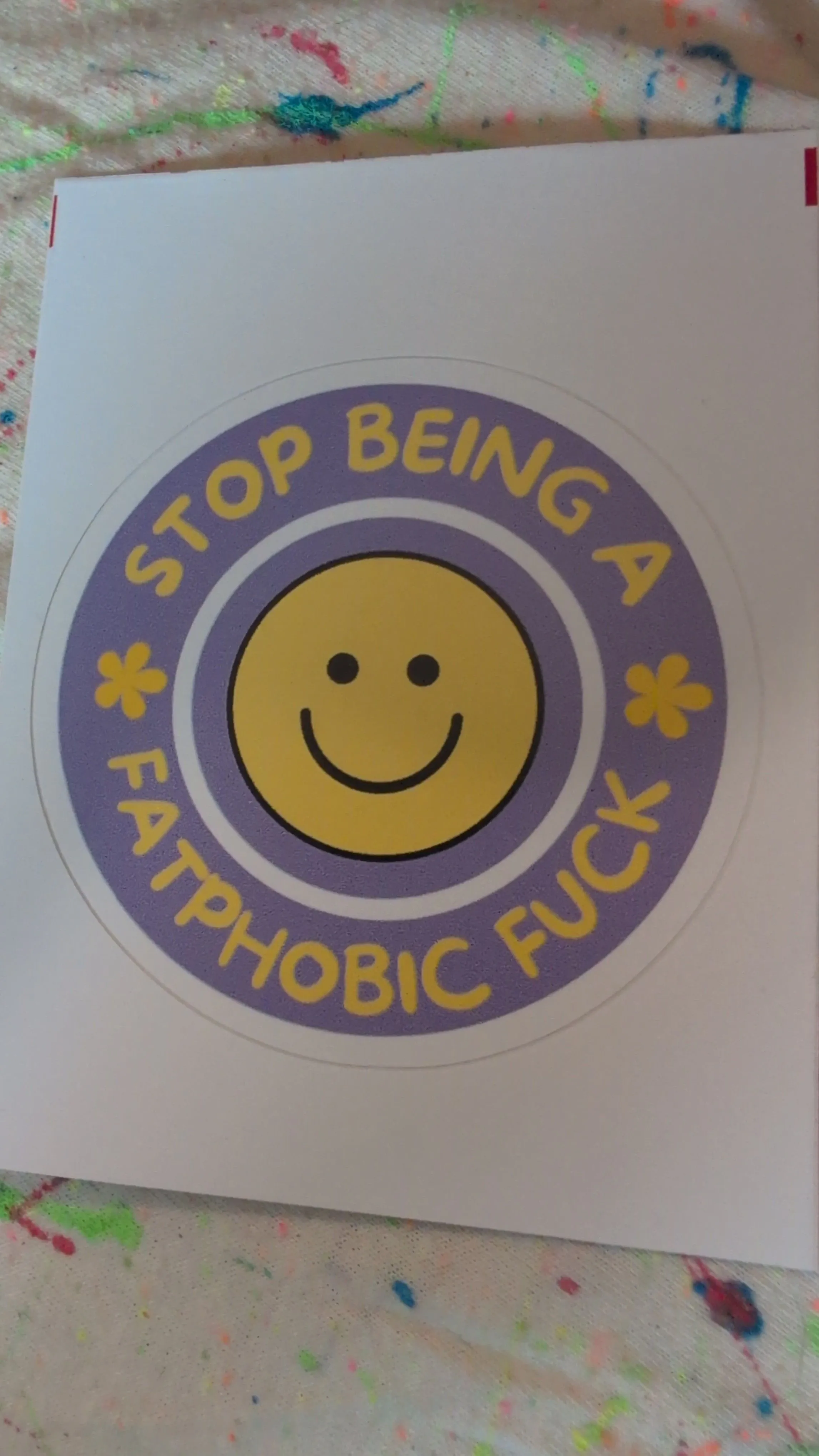 Product image for 000g "Stop Being a Fatphobic Fuck" vinyl decal waterproof fade-proof sticker