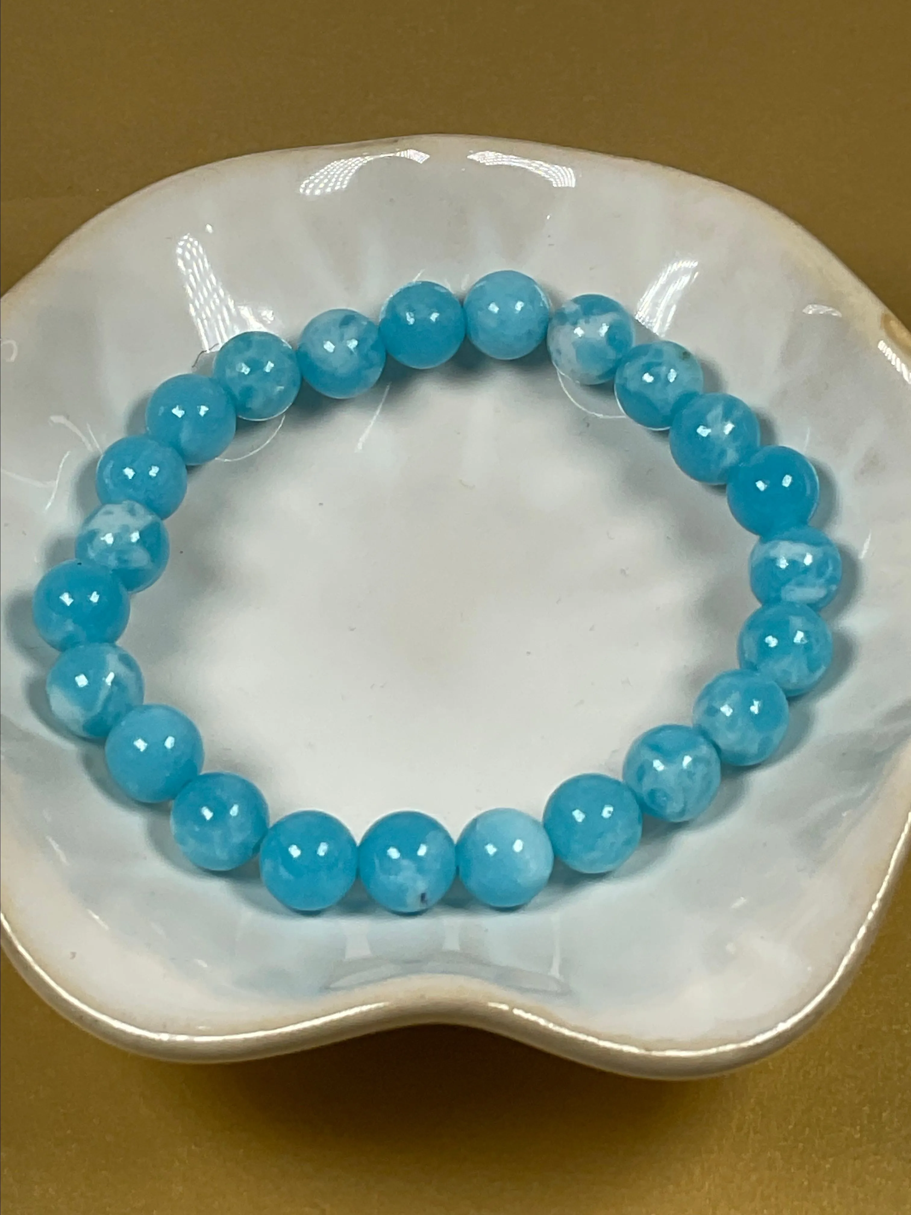 Product image for #1F: Hemimorphite Beaded Stone Stretch Bracelet