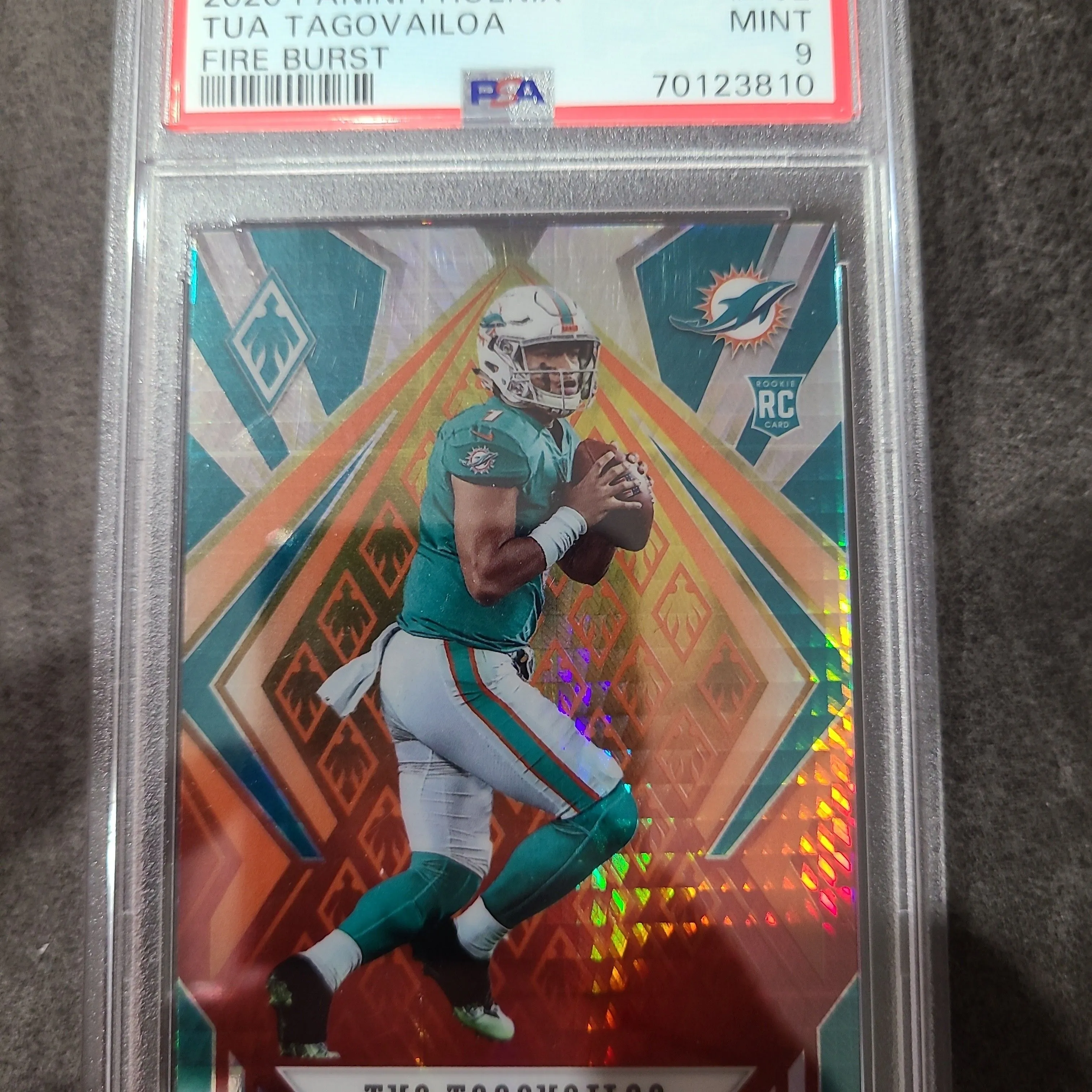 Product image for 2020 Panini Phoenix Tua Tagovailoa 102 Fire Burst PSA MINT 9