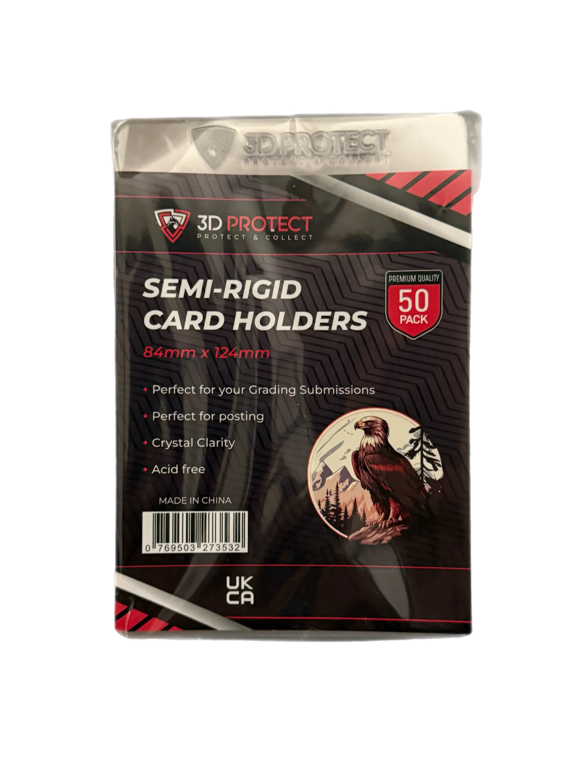 Product image for 3D-Protect Semi Rigid Card Holder Pack of 50  84 x 124mm