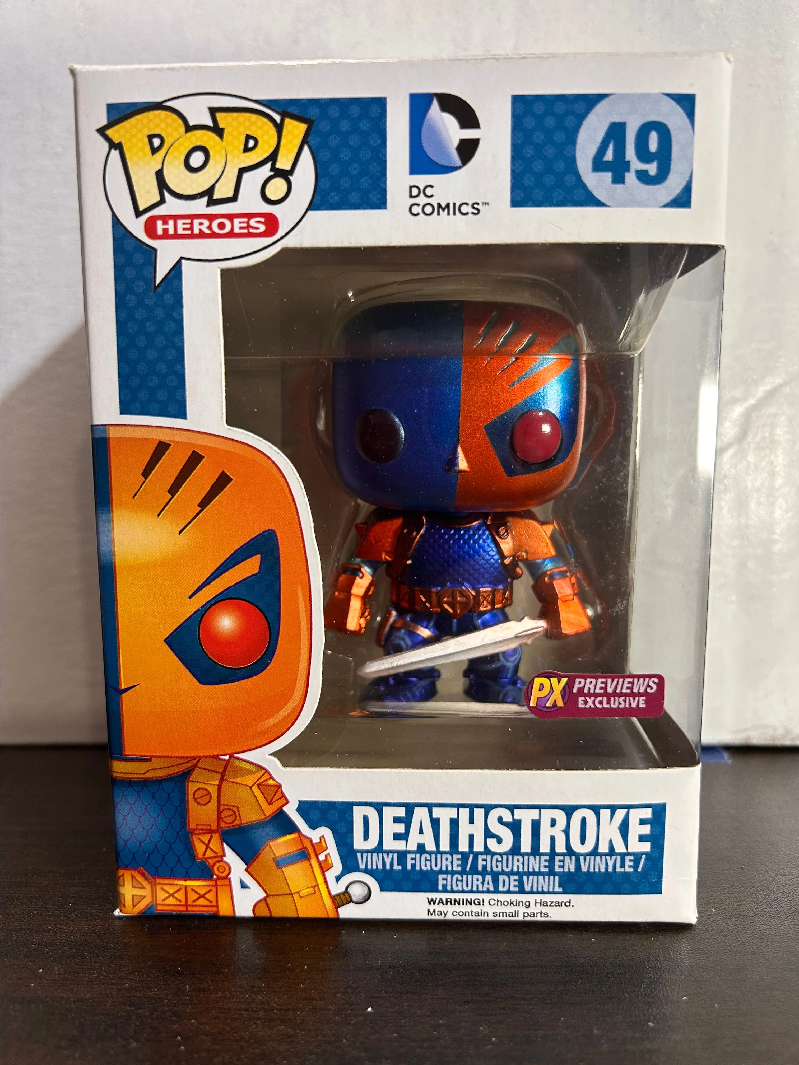 Product image for Deathstroke Metallic PX Previews Excl DC Comics Heroes Vaulted Funko Pop 49 W Protector