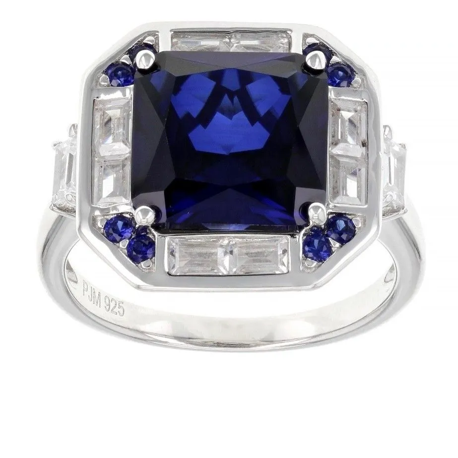 Product image for Sterling Silver + Sapphire Art Deco Ring