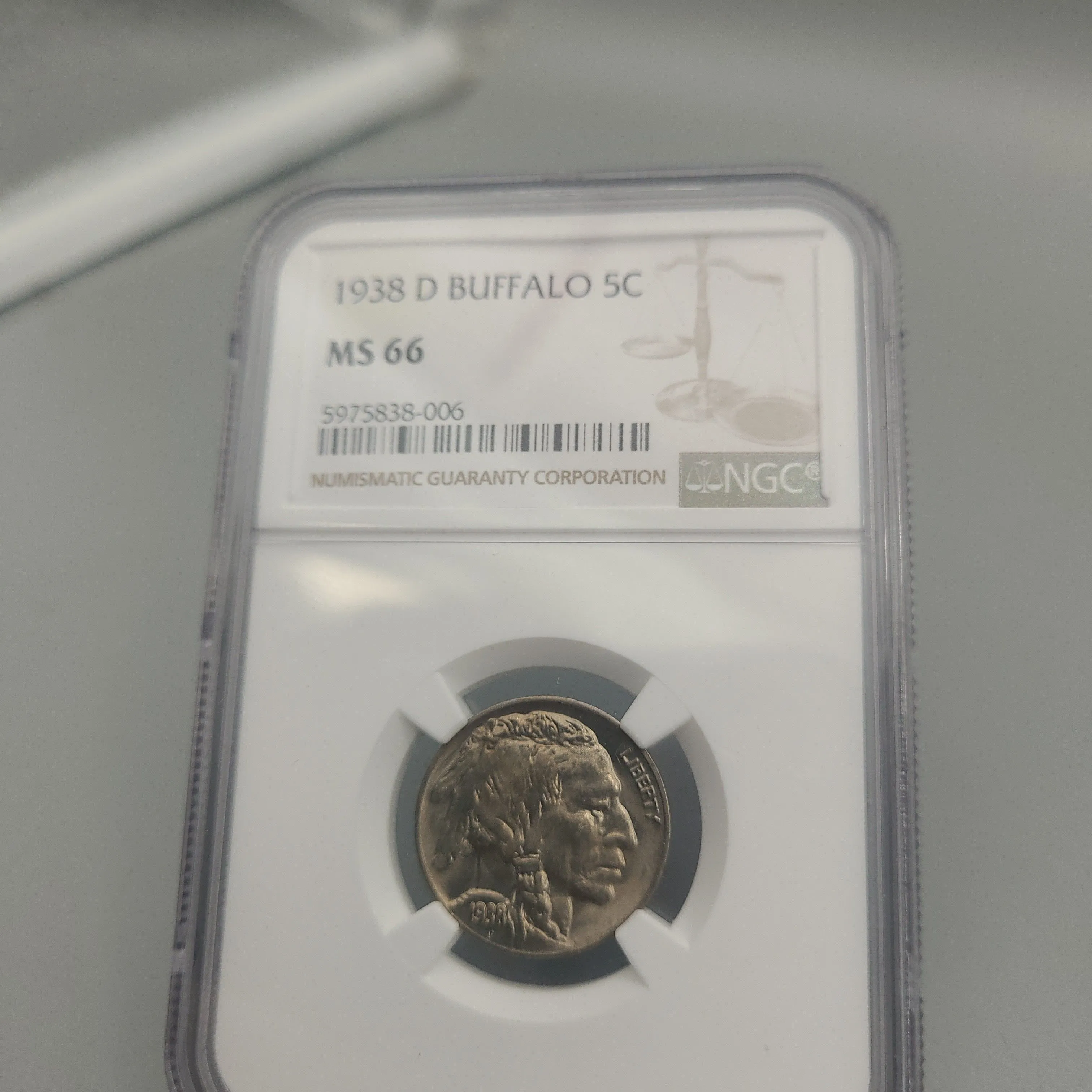 Product image for 1938-D Ngc MS66 Buffalo 5c