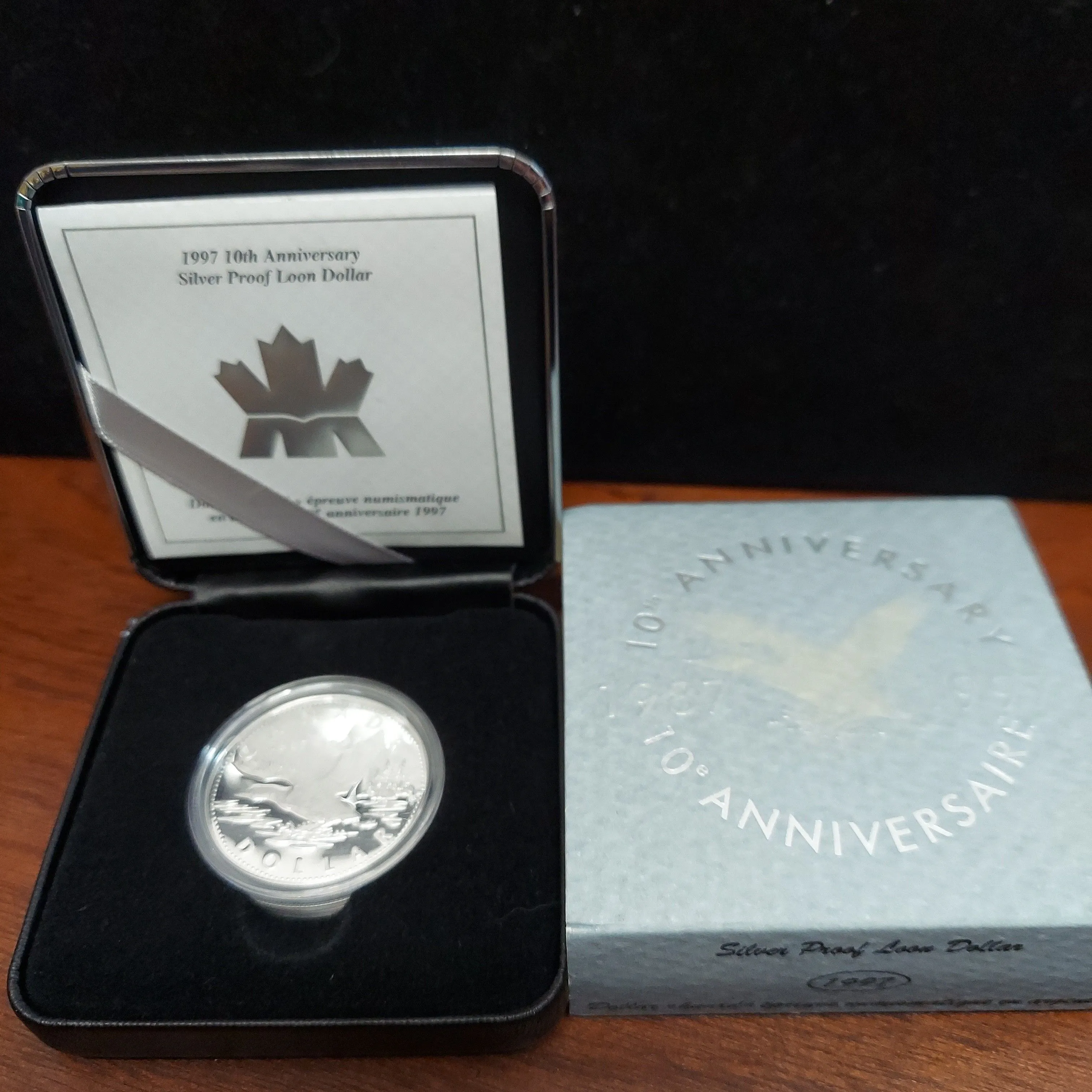 Product image for 1997 Canada 10th Anniversary Silver Proof Loon Dollar