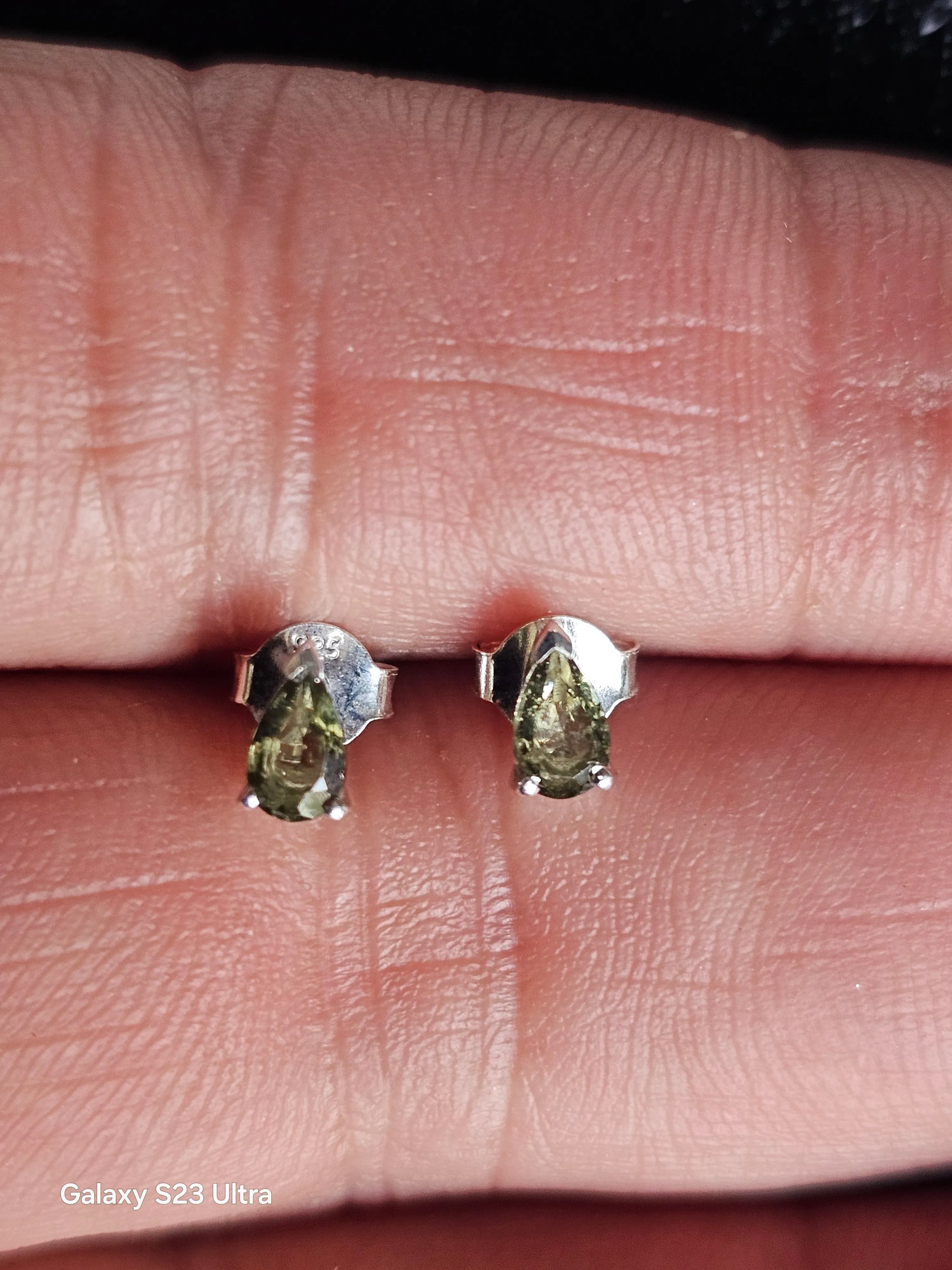 Product image for Moldavite Sterling Silver Earrings 